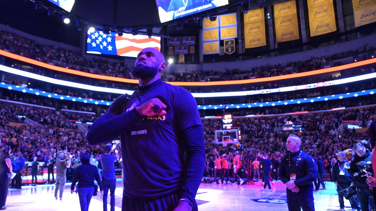 LeBron Has Been Doing The Same Thing During The National Anthem For A While