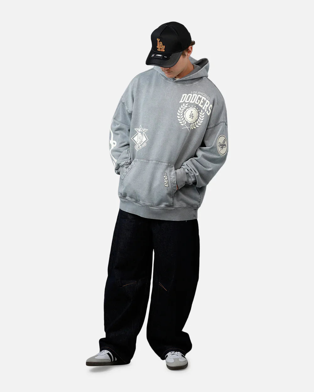 Pro Standard La Dodgers Street Team Hoodie - Washed Grey 7