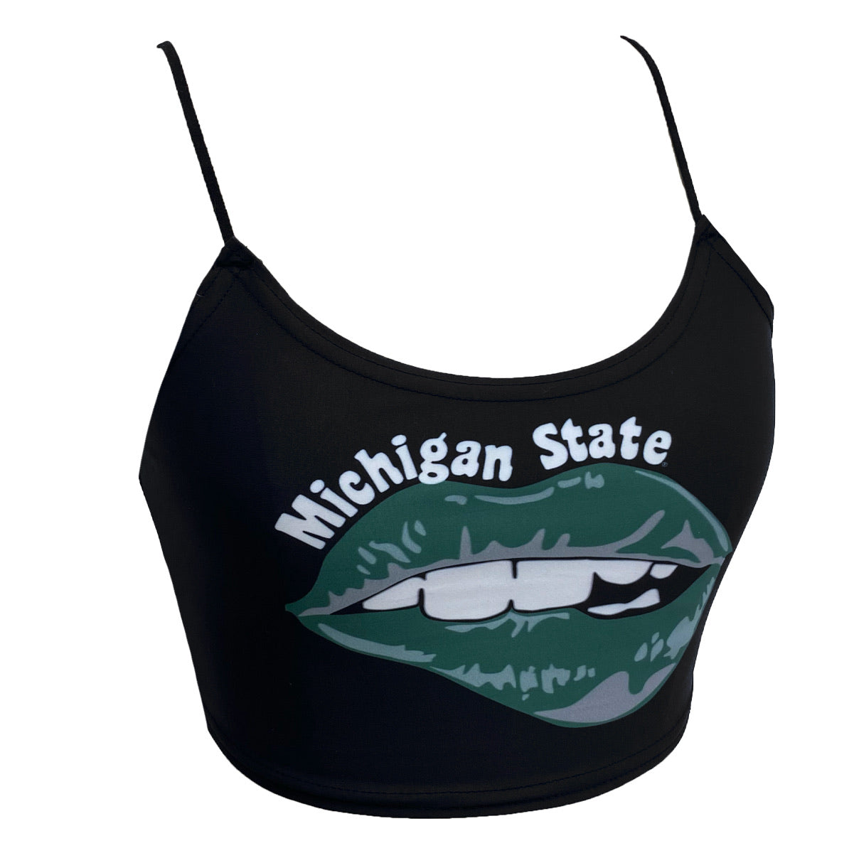 Michigan State Lips Black Spaghetti Tank | lojobands 3