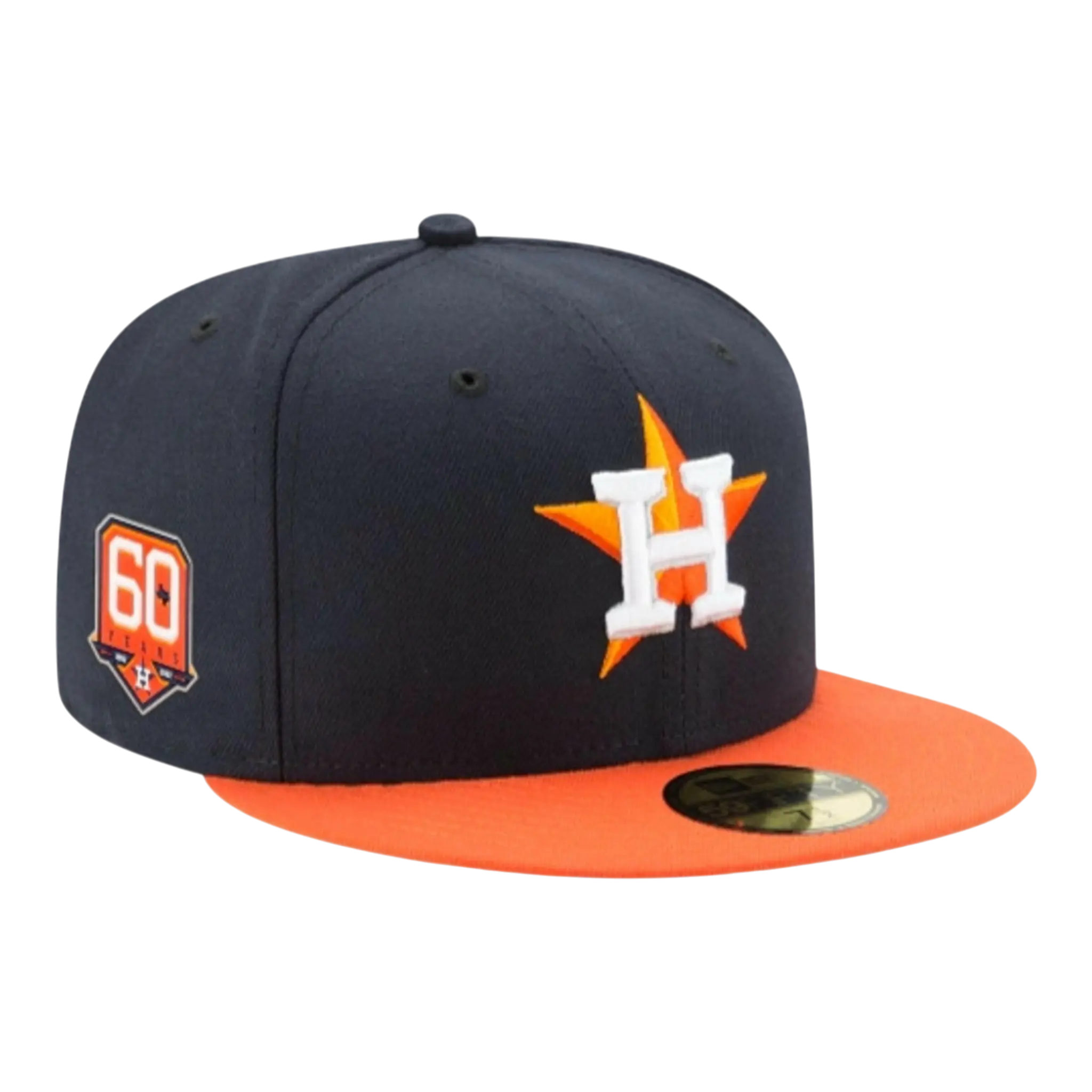 New Era 59Fifty MLB Houston Astros 60th Anniversary Authentic Collection Road Fitted Hat Navy/Orange 1