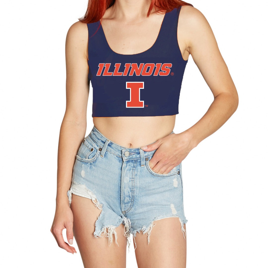 Illinois Fighting Illini Navy Crop Tank Top | lojobands 4