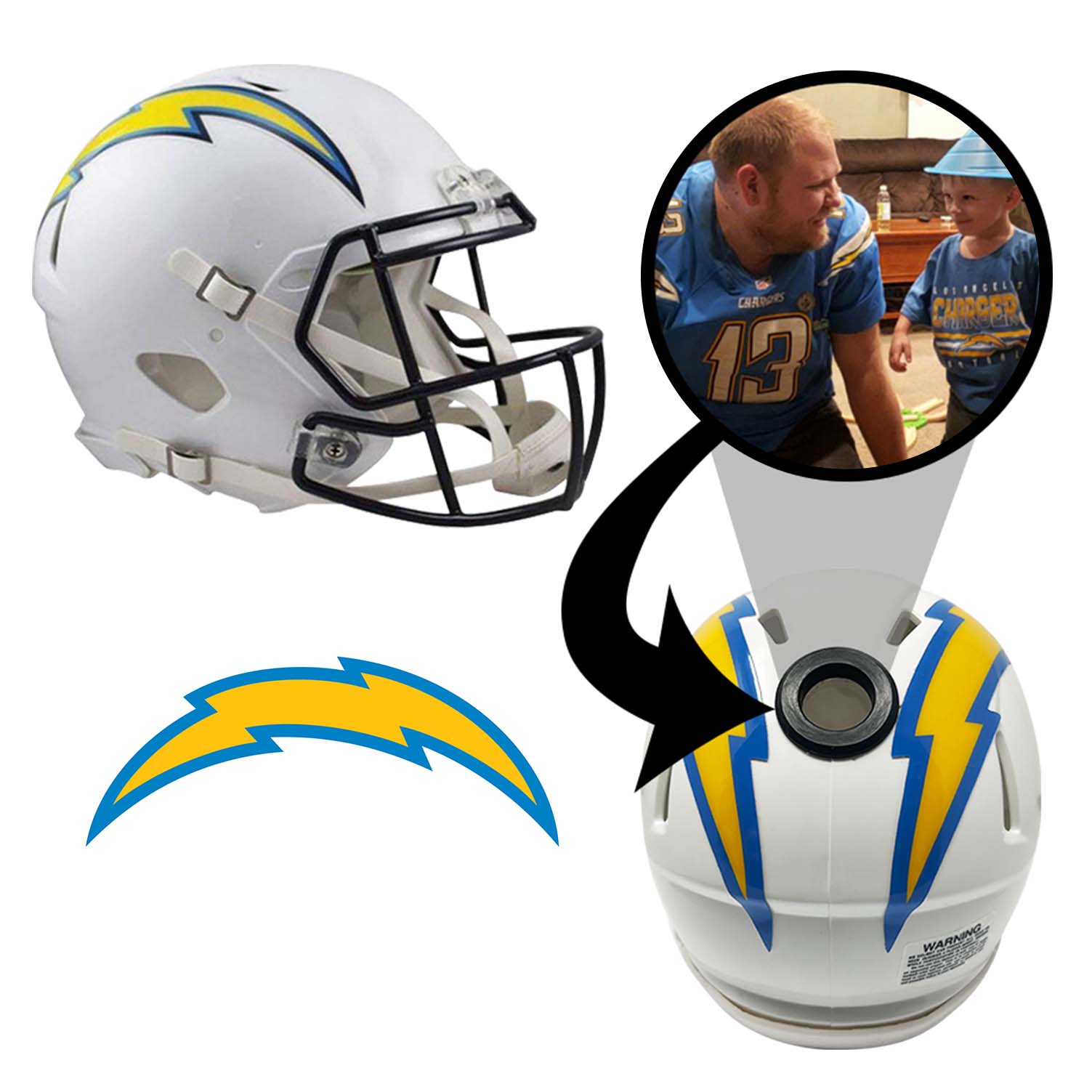 Los Angeles Chargers NFL Mini Helmet - Picture Inside 1