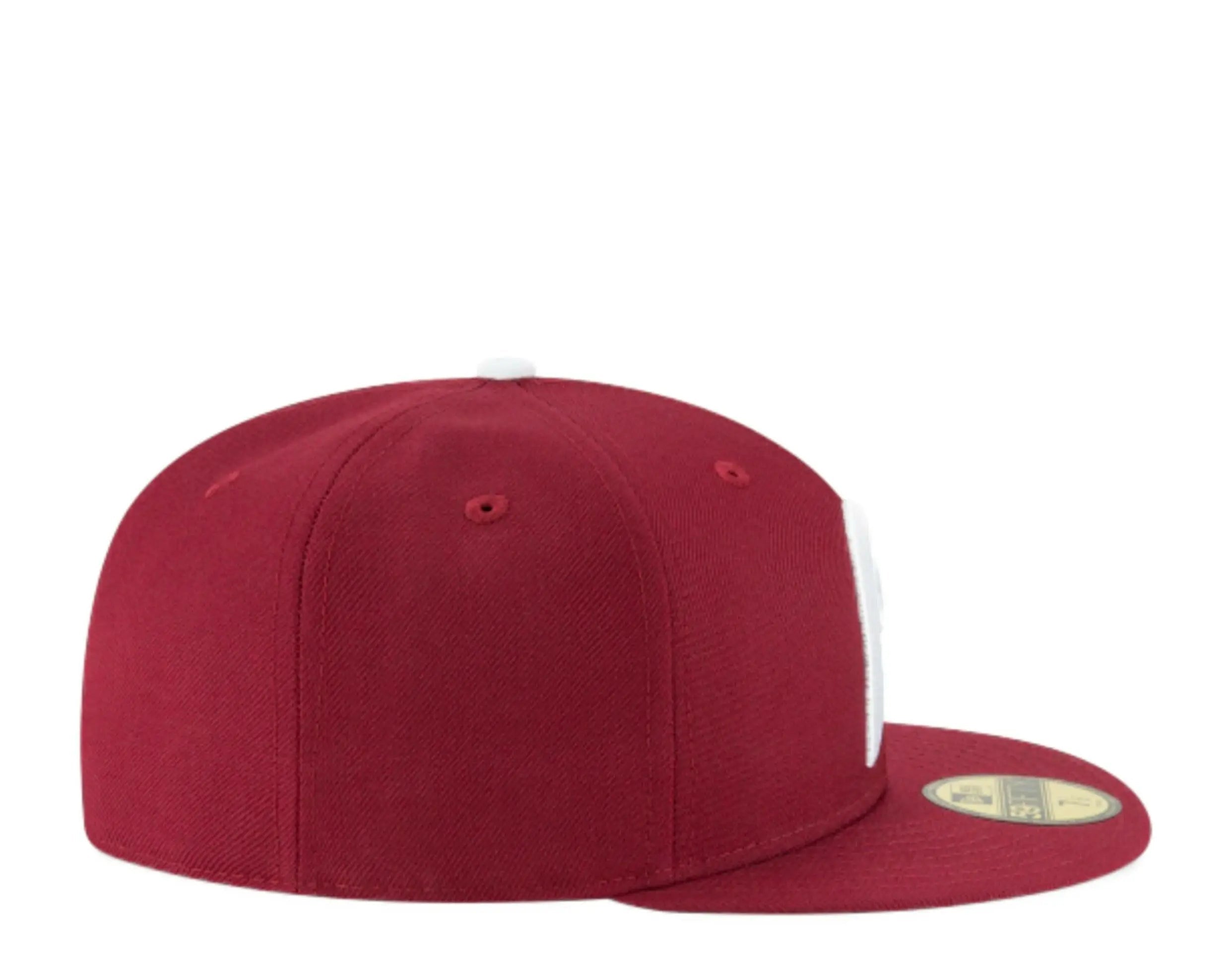 New Era 59Fifty Philadelphia Phillies 1970 Cooperstown Men Fitted Hat Plum Burgundy 5
