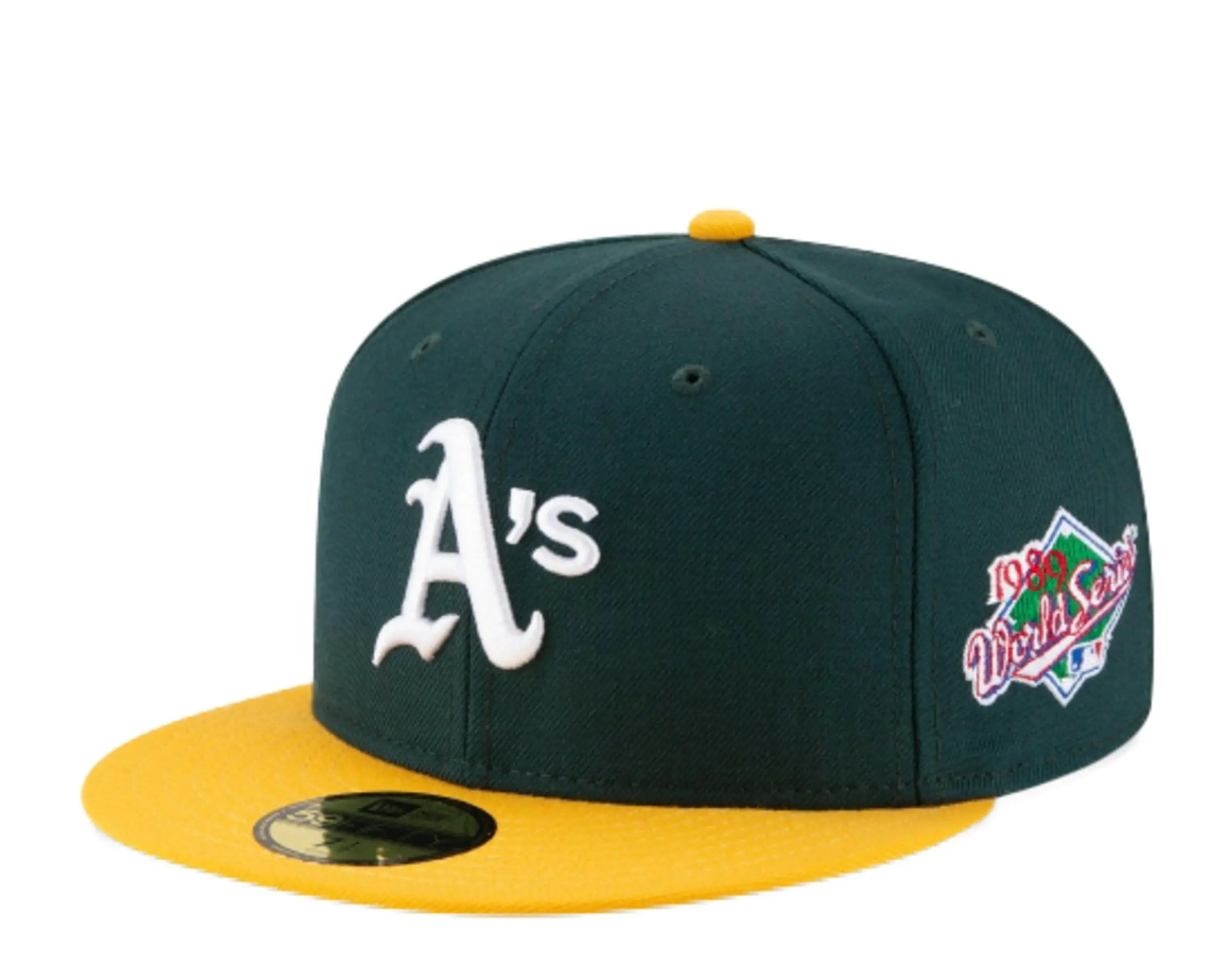 New Era 59Fifty Oakland Athletics 1989 World Series Men Fitted Hat Green/Yellow 1
