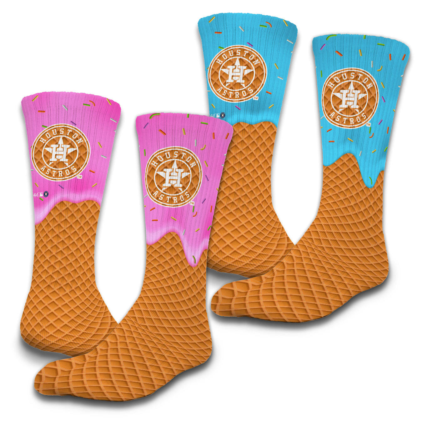 Houston Astros Ice Cream Drip 2-Pack Lifestyle Crew Socks 1