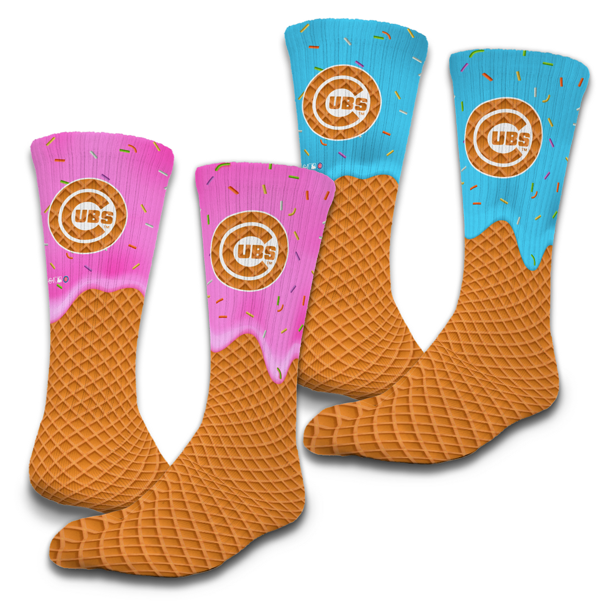 Chicago Cubs Ice Cream Drip 2-Pack Lifestyle Crew Socks 1