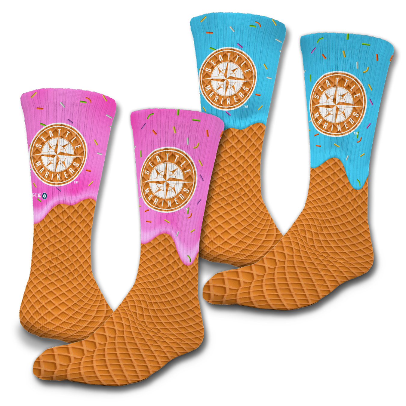 Seattle Mariners Ice Cream Drip 2-Pack Lifestyle Crew Socks 1