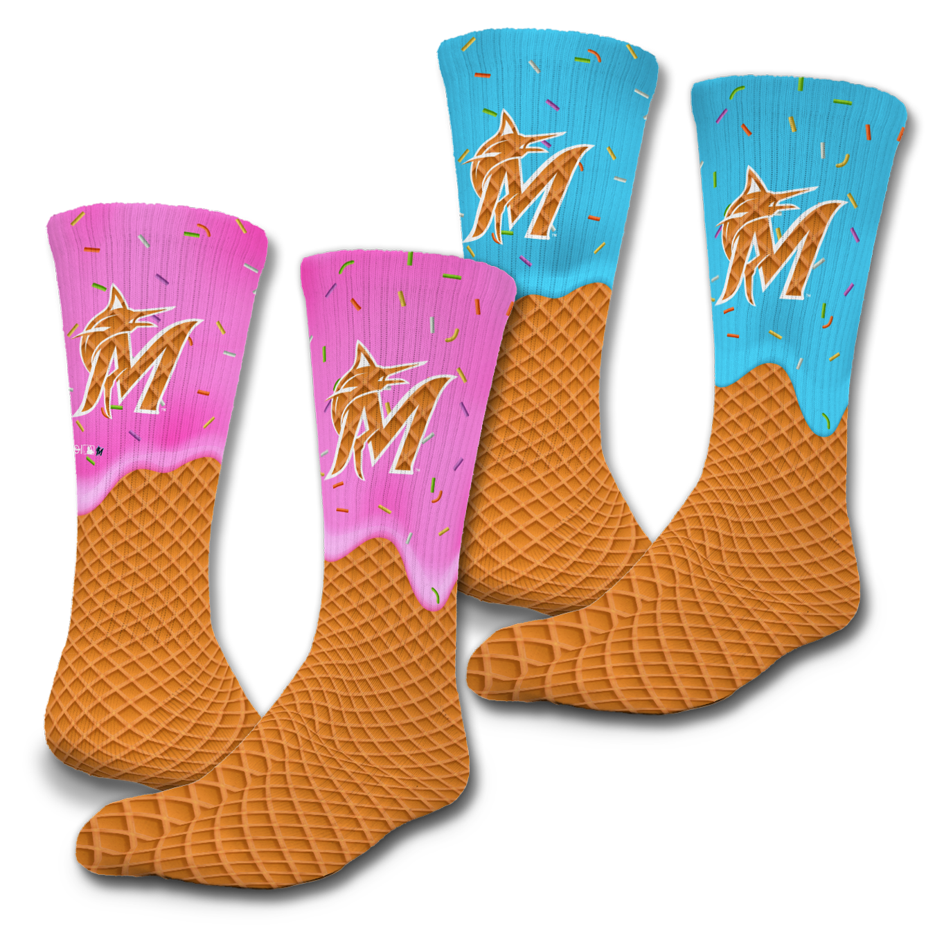 Miami Marlins Ice Cream Drip 2-Pack Lifestyle Crew Socks 1
