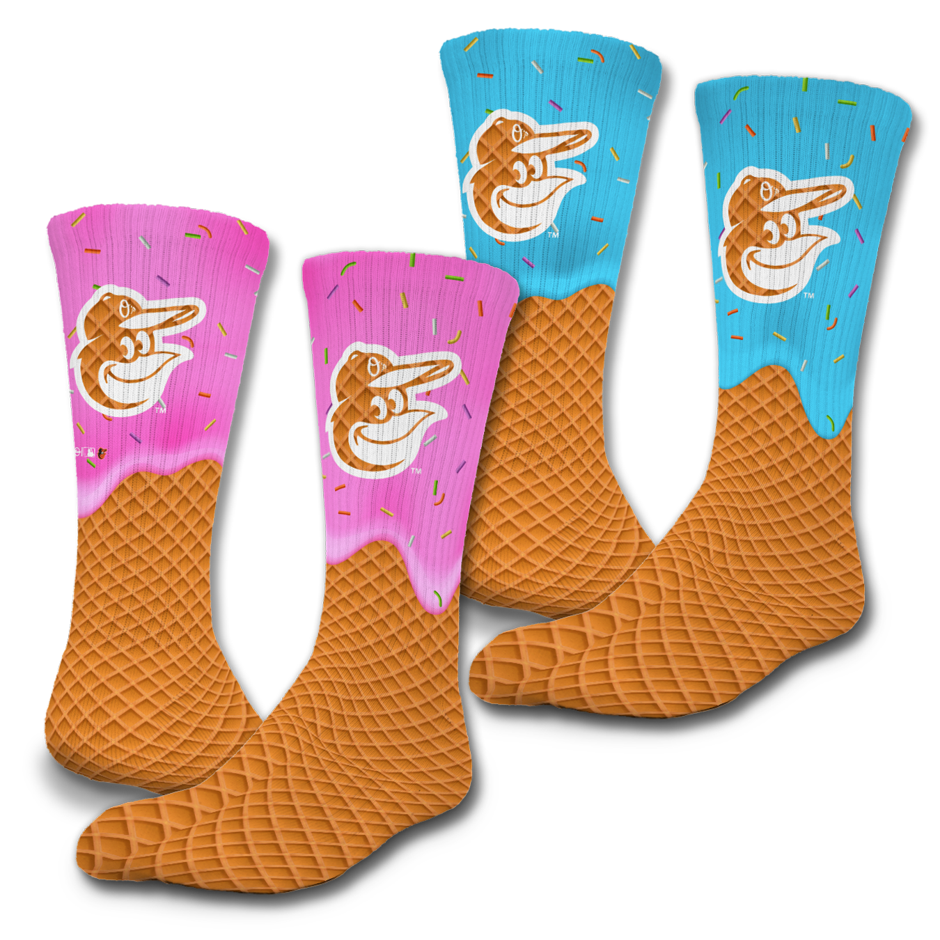 Baltimore Orioles Ice Cream Drip 2-Pack Lifestyle Crew Socks 1