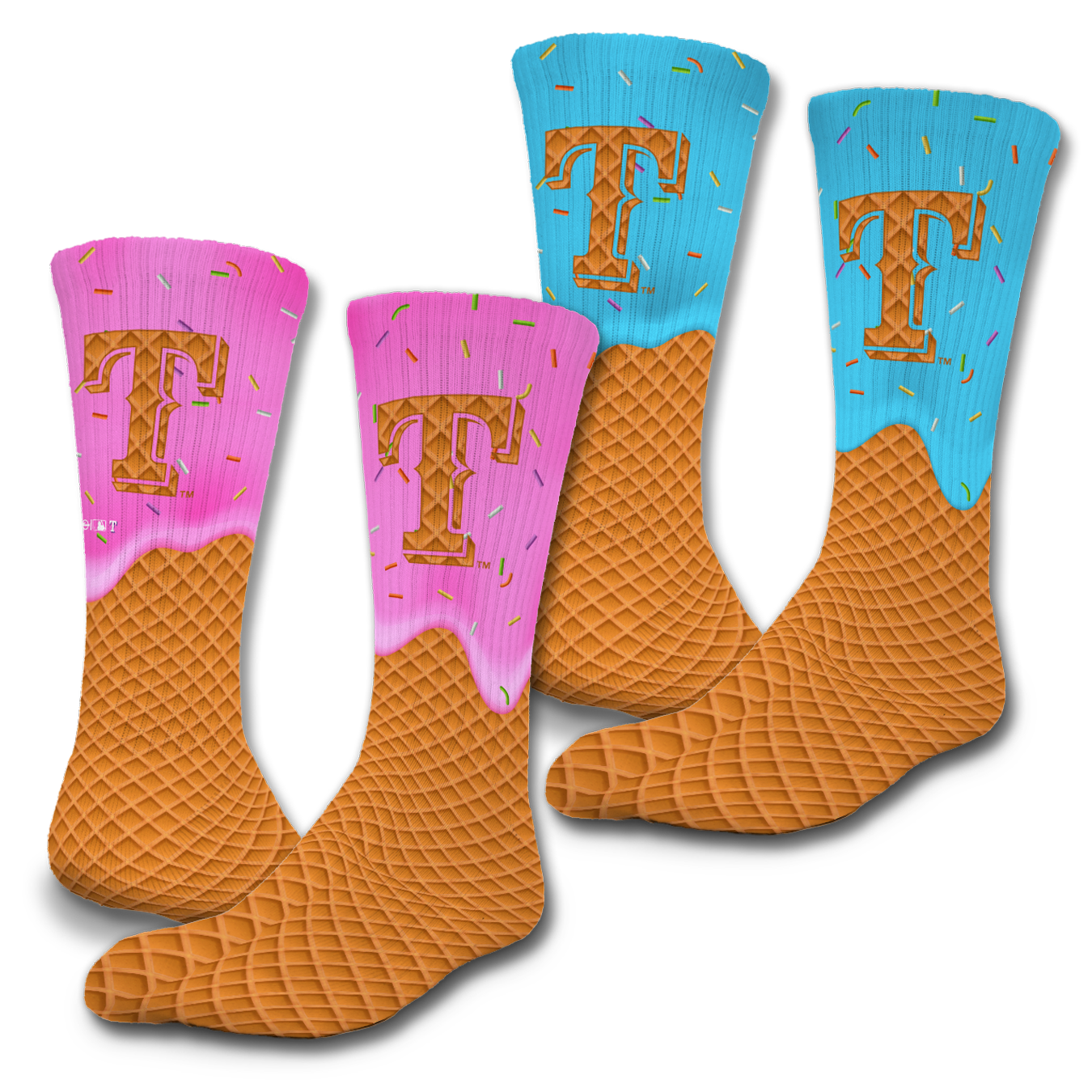 Texas Rangers Ice Cream Drip 2-Pack Lifestyle Crew Socks 1
