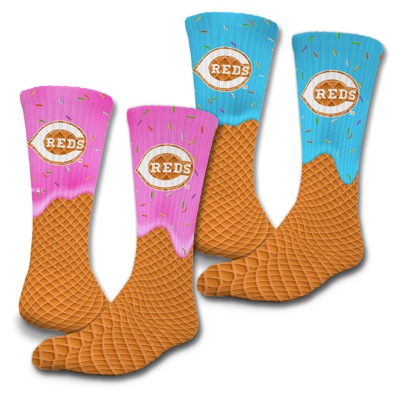 Cincinnati Reds Ice Cream Drip 2-Pack Lifestyle Crew Socks 1