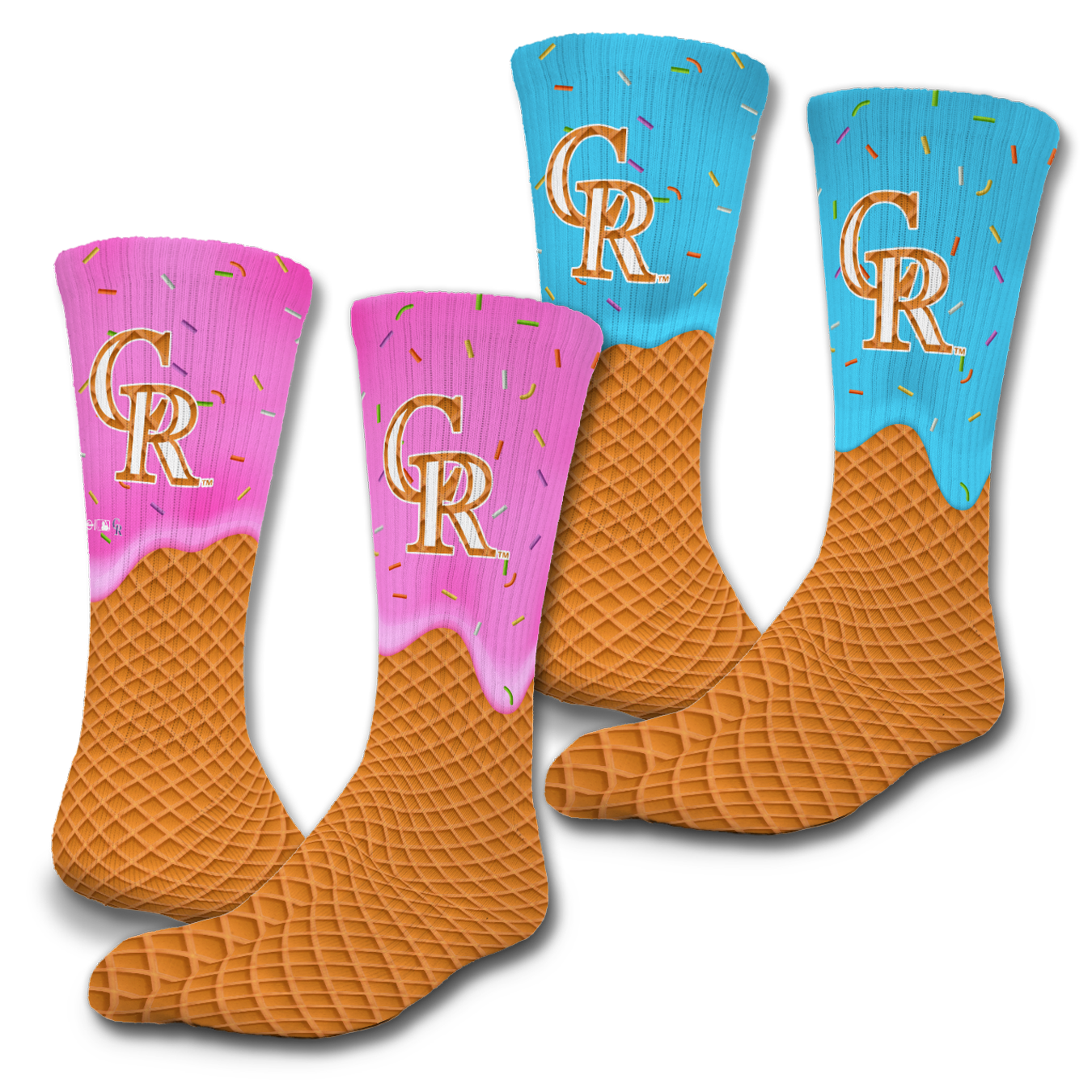 Colorado Rockies Ice Cream Drip 2-Pack Lifestyle Crew Socks