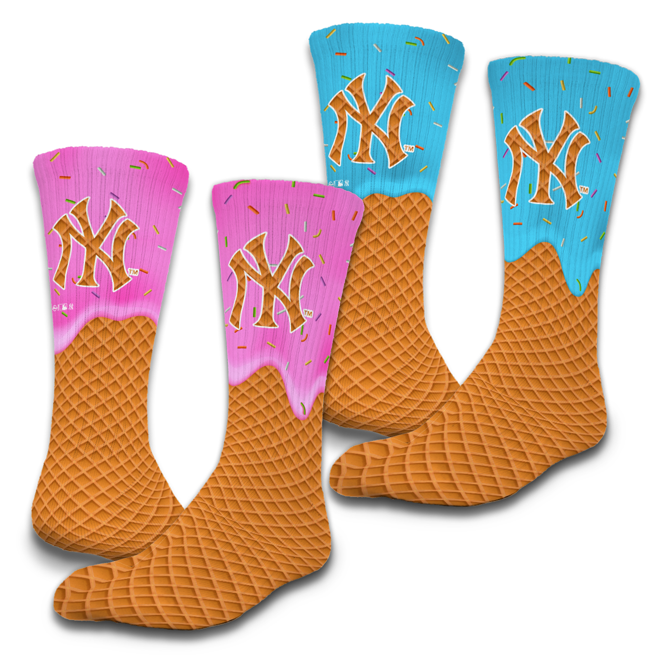 New York Yankees Ice Cream Drip 2-Pack Lifestyle Crew Socks 1