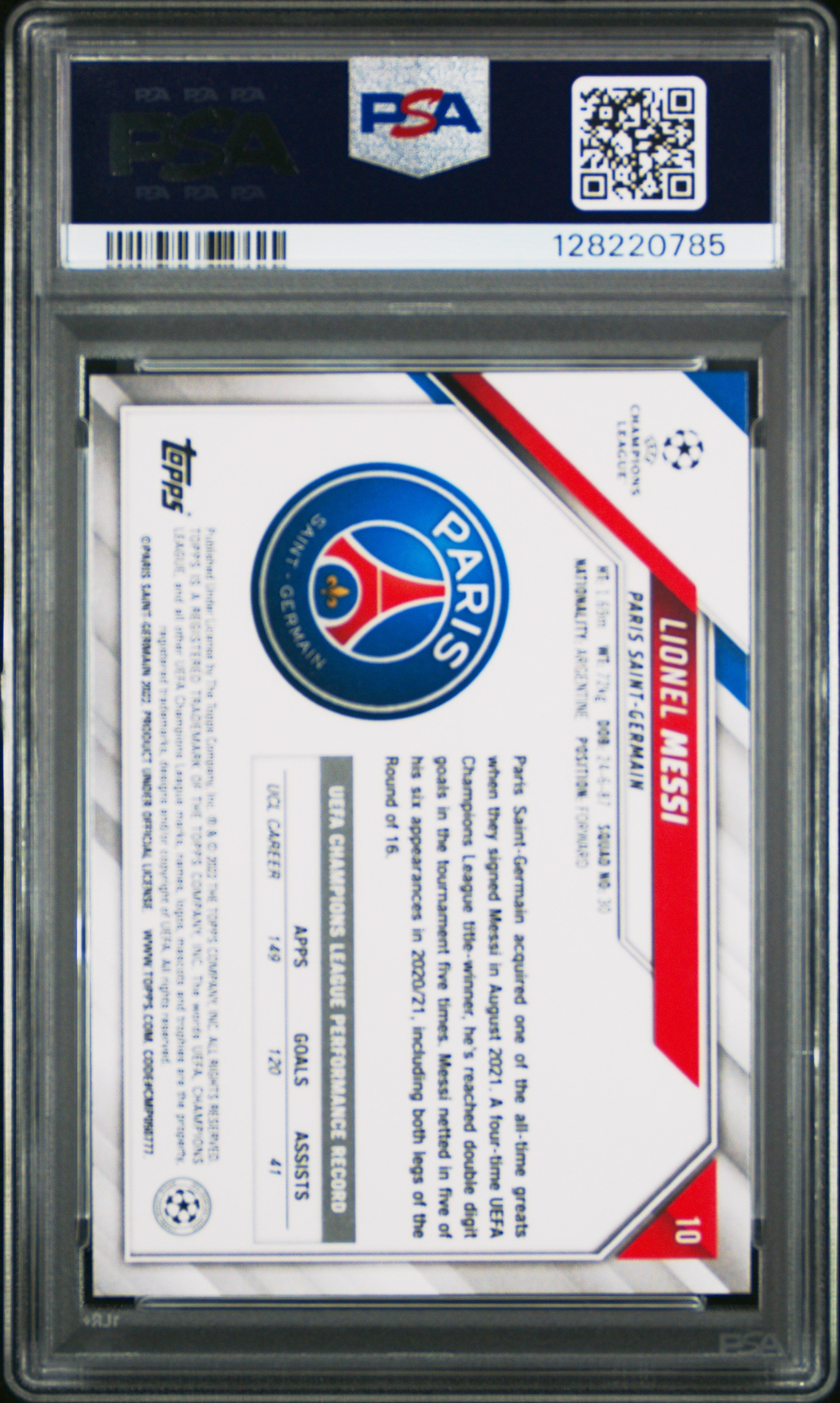 Graded 2021 Topps UCL Lionel Messi #10 UEFA Champions League Soccer Card PSA 10 Gem Mint 2