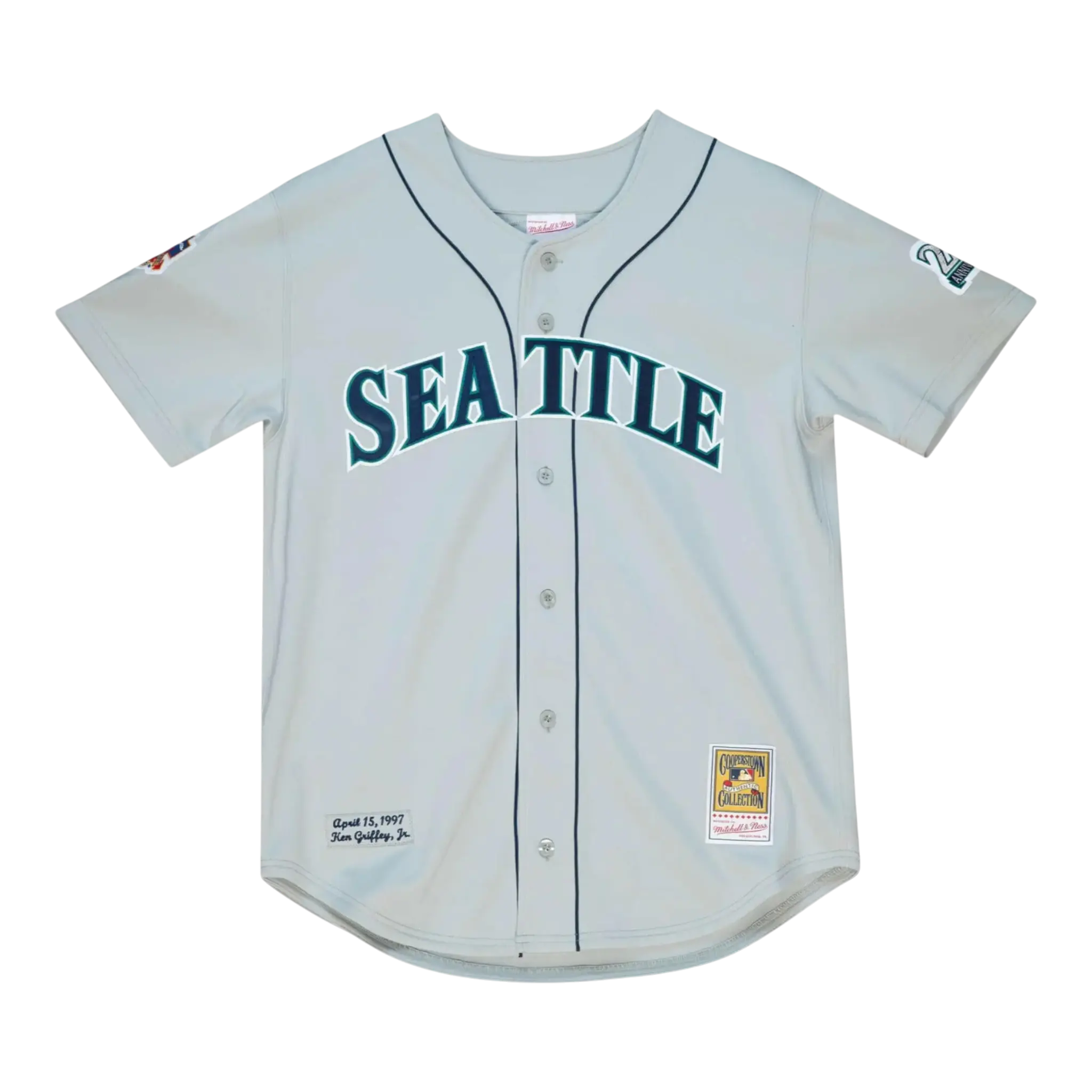 Mitchell & Ness Authentic Seattle Mariners 1997 Ken Griffey Jr. Men Baseball Jersey Grey 1