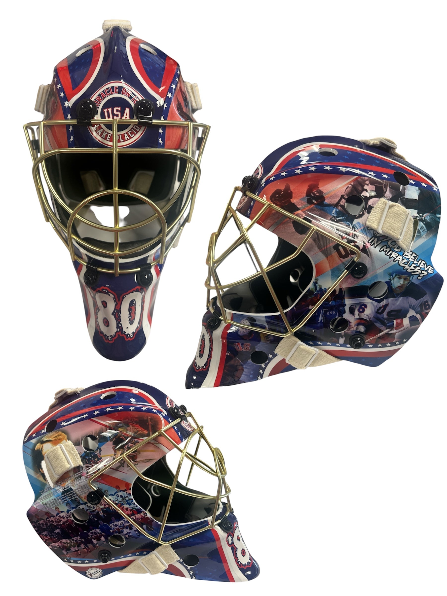 USA Hockey Miracle on Ice 1980 Gold Full Size Goalie Mask 5