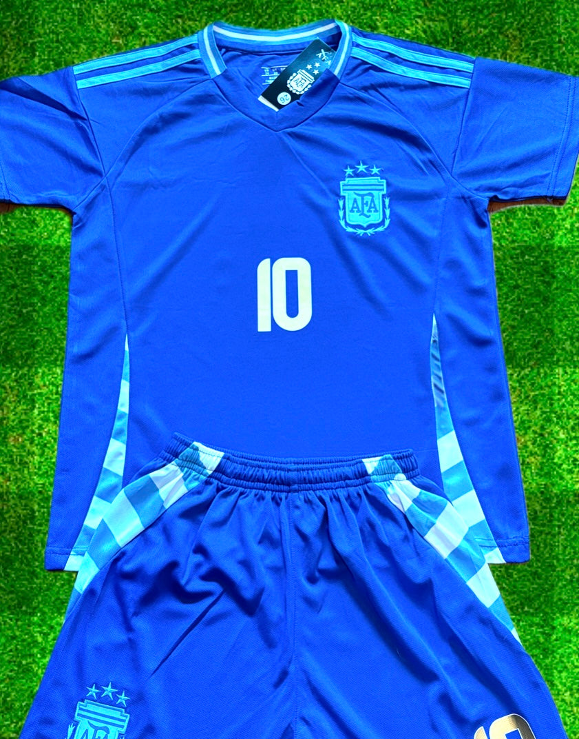 Lionel Messi Argentina 2024/25 Kids Soccer Jersey Kit Youth Toddler Sizes 3T-Y XL 4