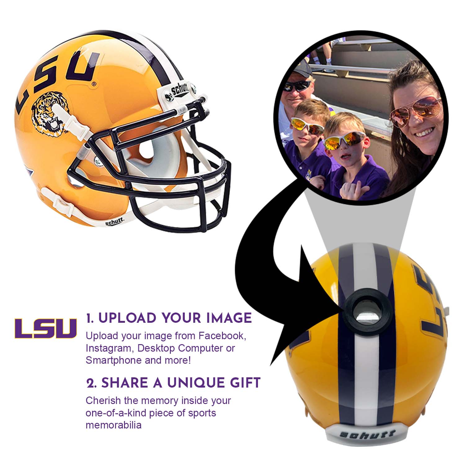 LSU Tigers College Football Collectible Mini Helmet - Picture Inside - FANZ Collectibles 5