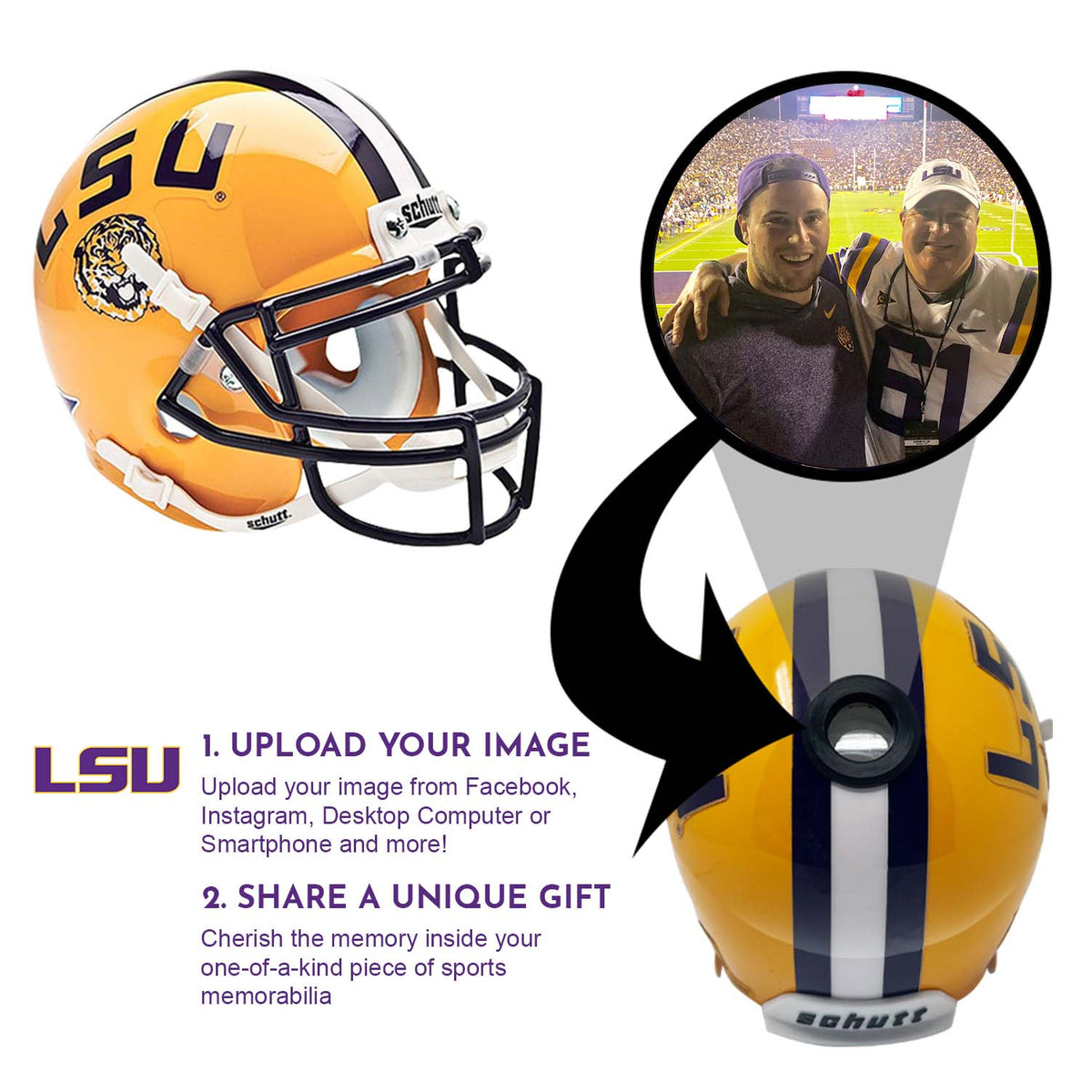 LSU Tigers College Football Collectible Mini Helmet - Picture Inside - FANZ Collectibles 2