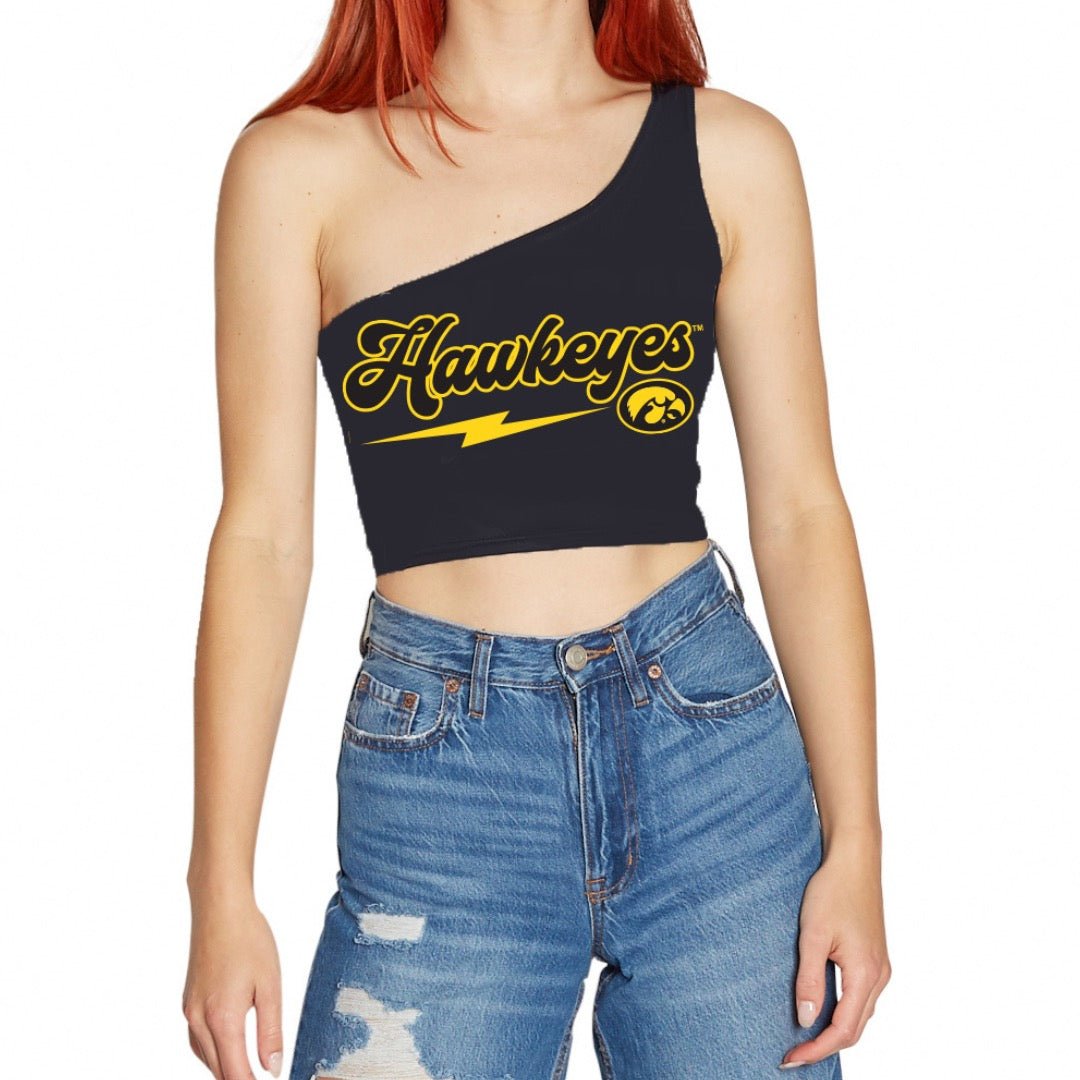 Iowa Hawkeyes Lightning One Shoulder Top | lojobands 6