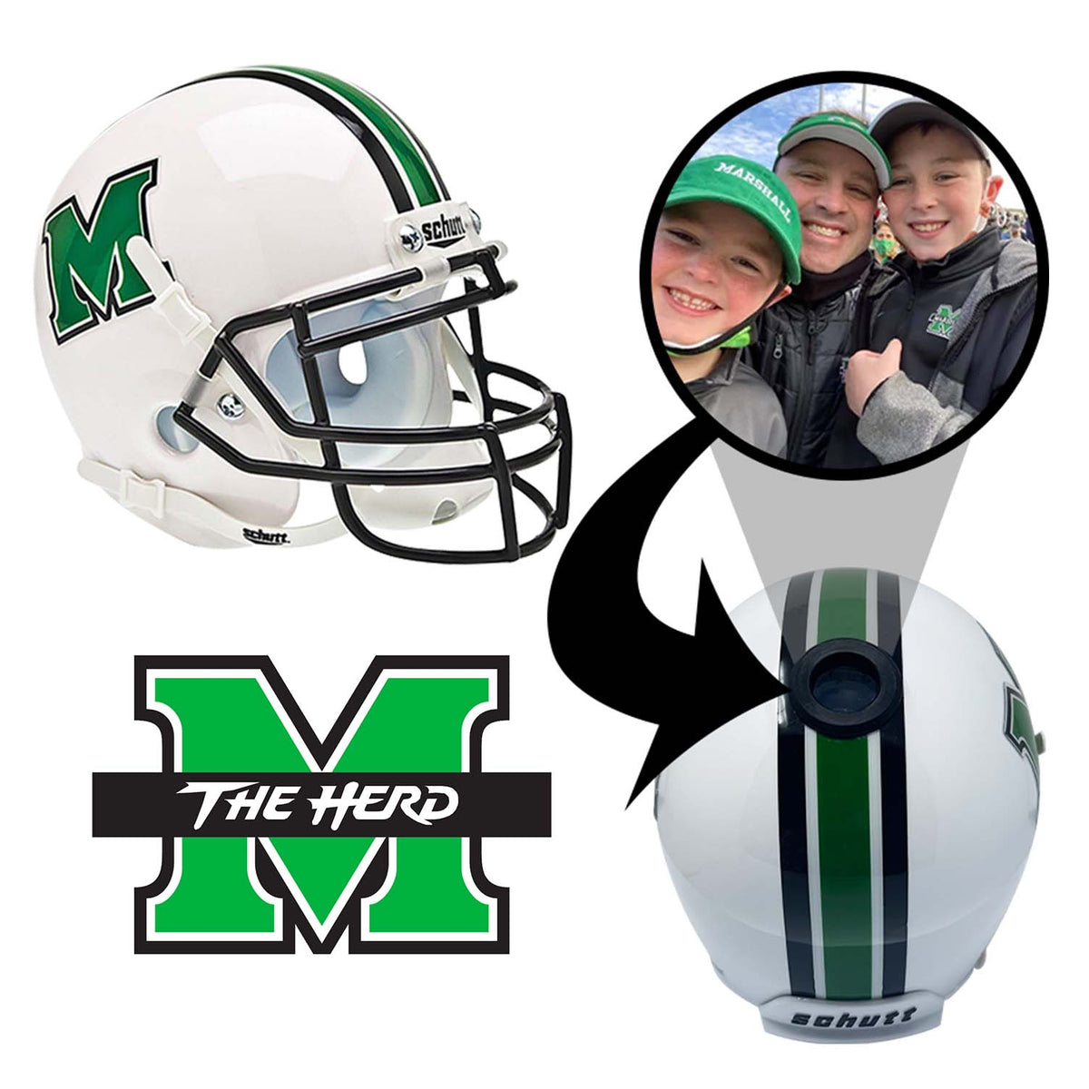 Marshall Thundering Herd College Football Collectible Mini Helmet - Picture Inside - FANZ Collectibles 1