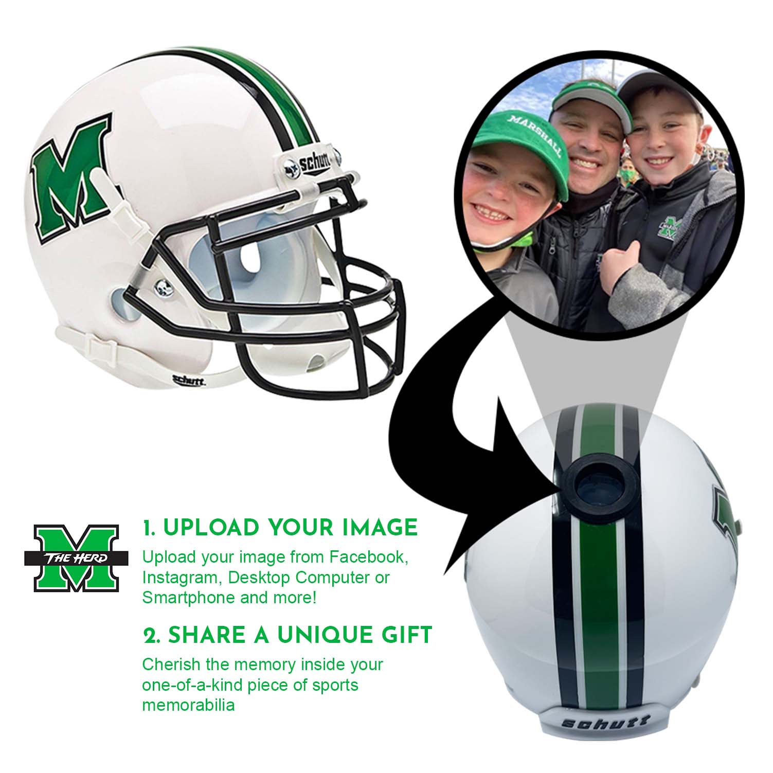 Marshall Thundering Herd College Football Collectible Mini Helmet - Picture Inside - FANZ Collectibles 2