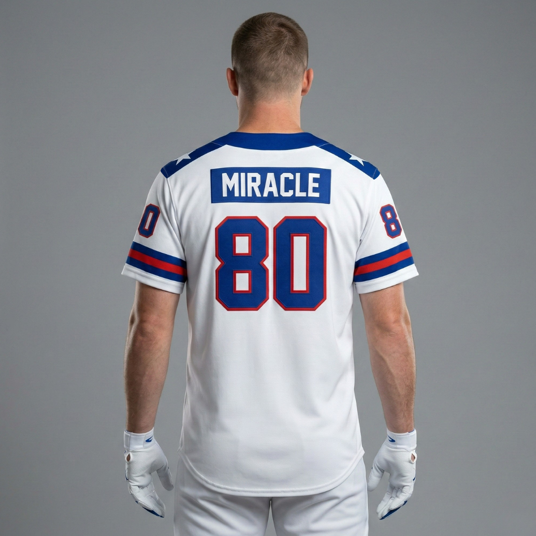 USA 1980 Miracle Embroidered Cotton Baseball Jersey White