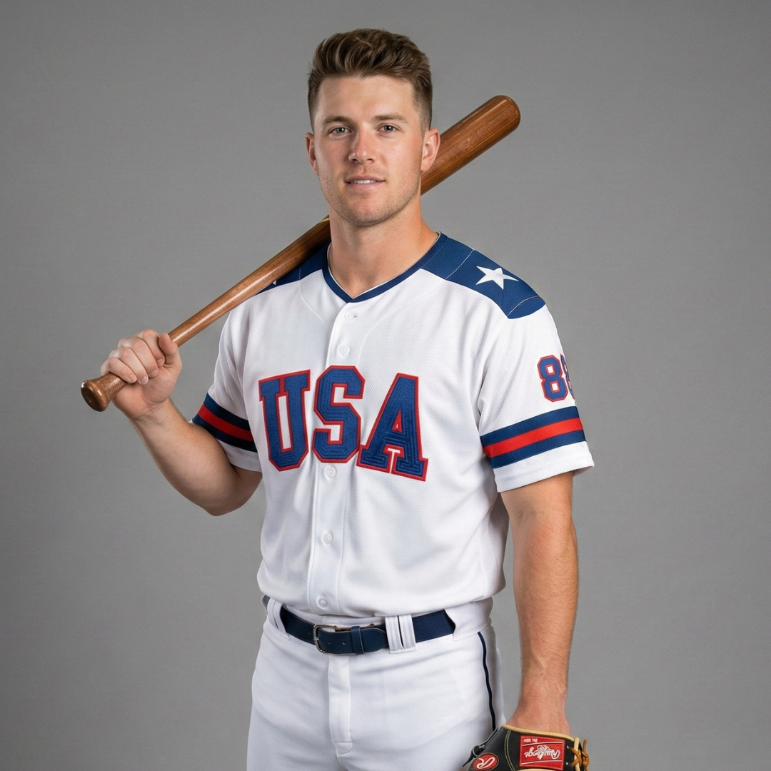 USA 1980 Miracle Embroidered Cotton Baseball Jersey White