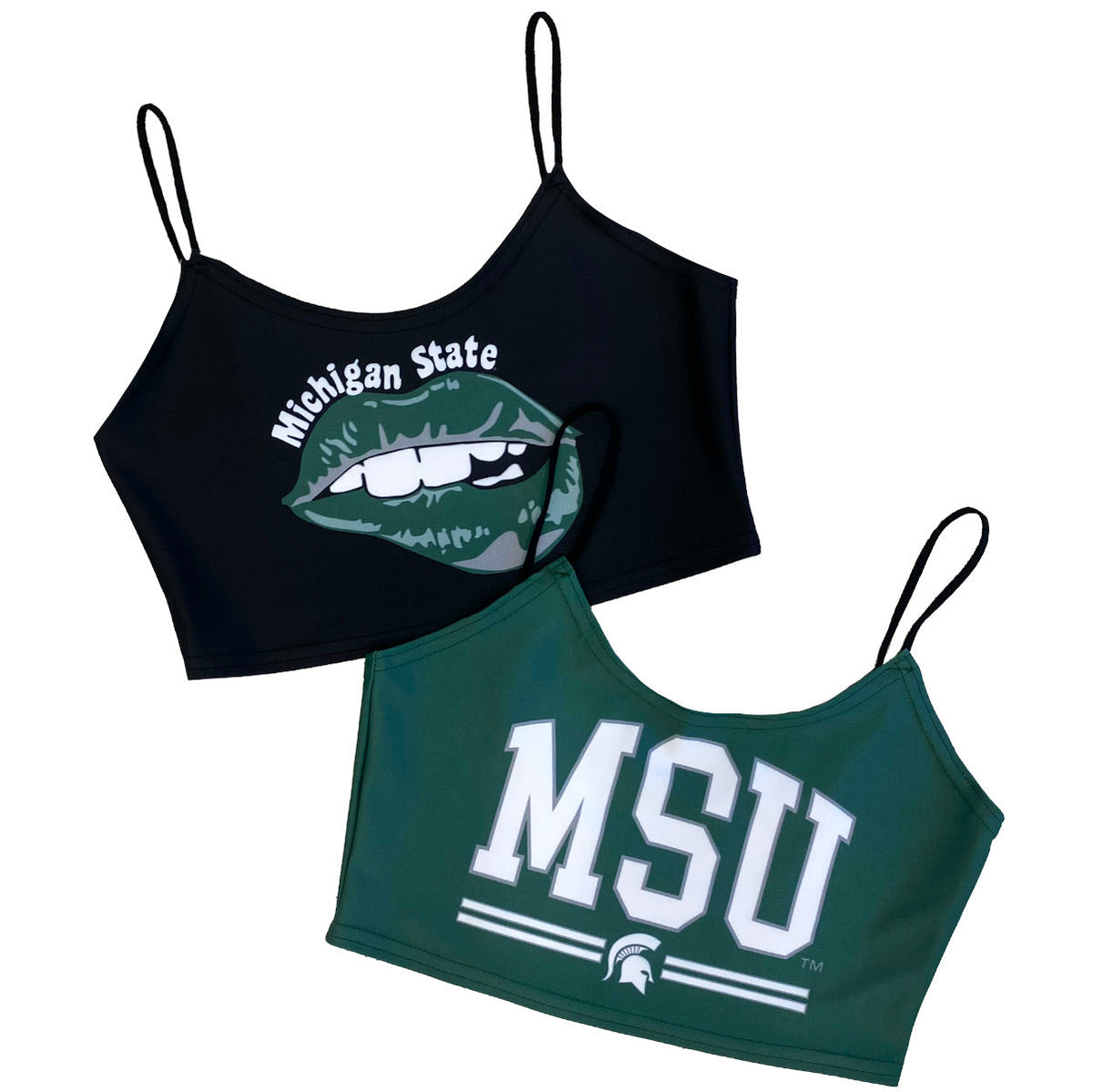 Michigan State Lips Black Spaghetti Tank | lojobands 5