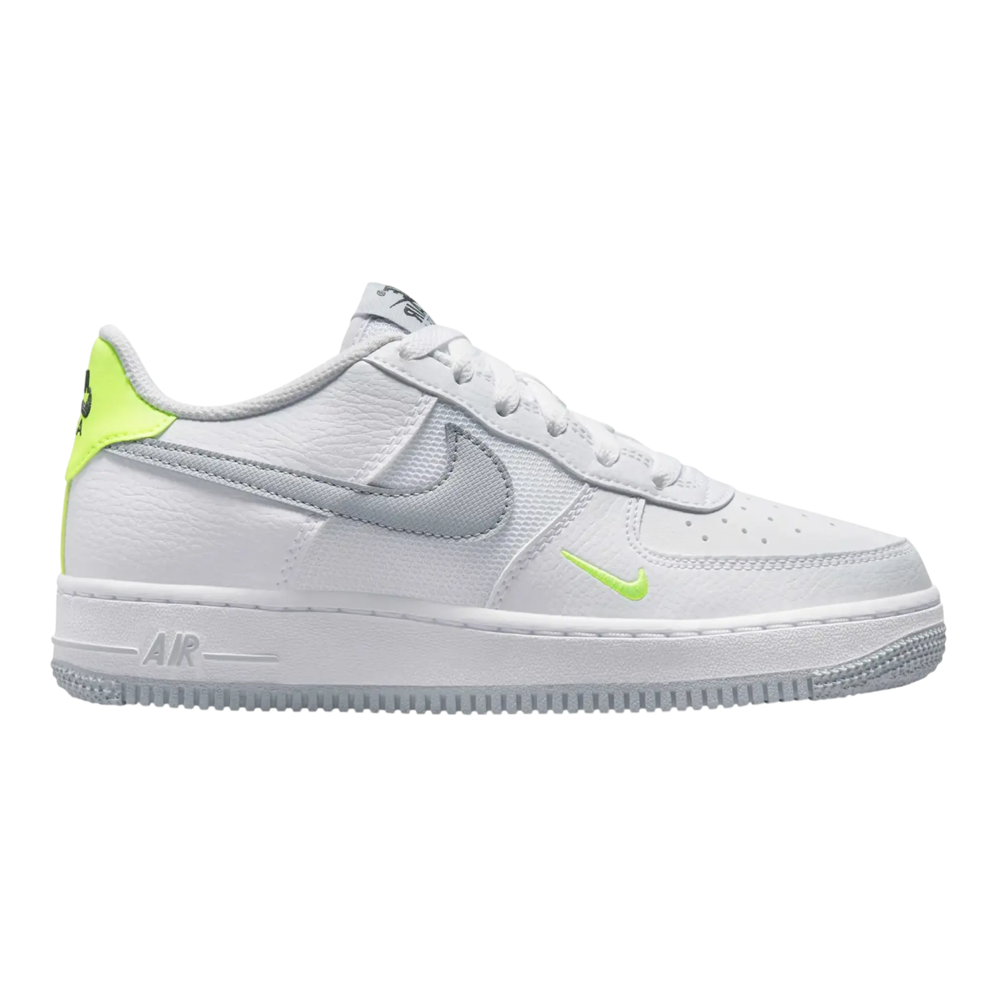 Nike Air Force 1 Kids Sneakers White/Wolf Grey/Volt/Black 1