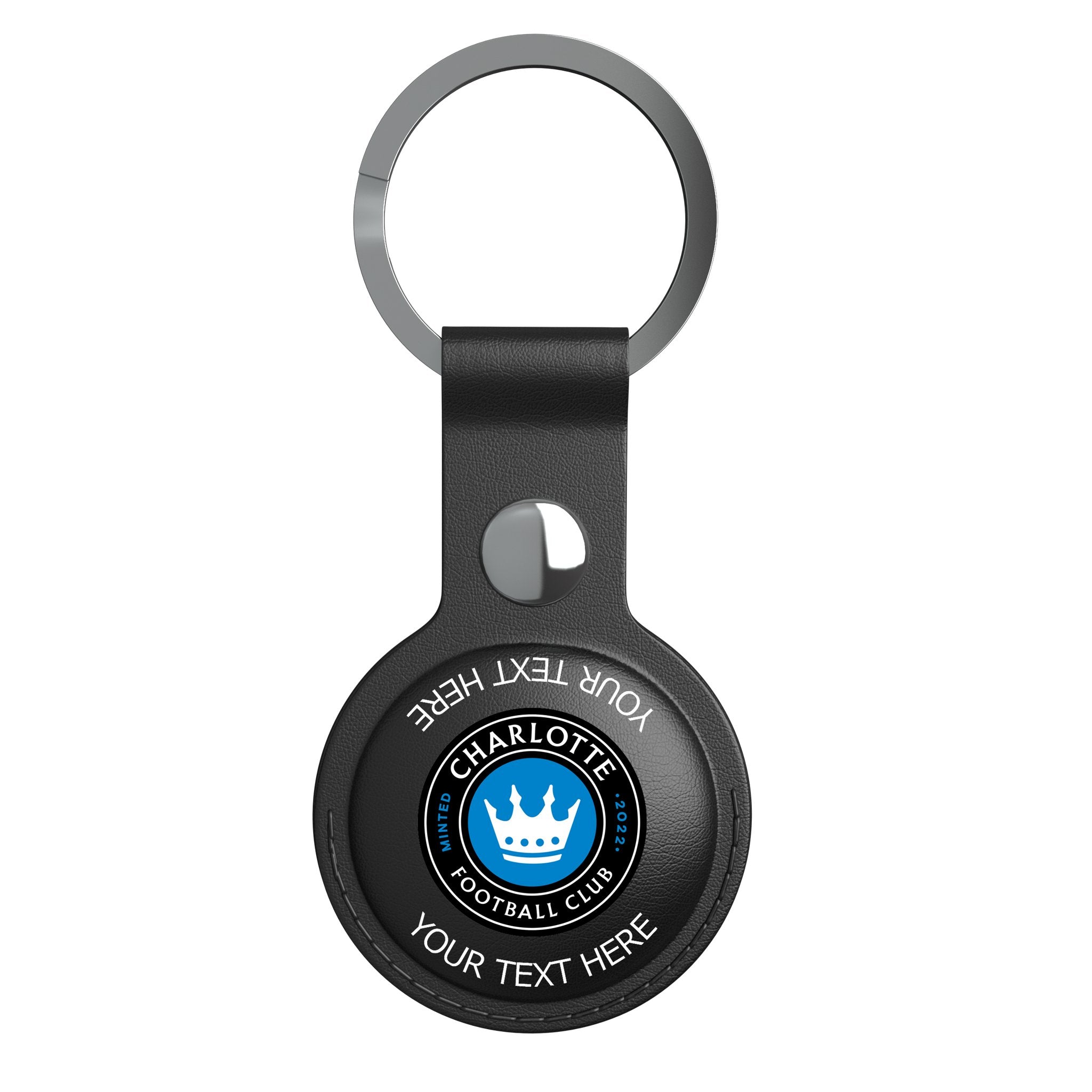 Charlotte FC Personalized Insignia Black Airtag Holder