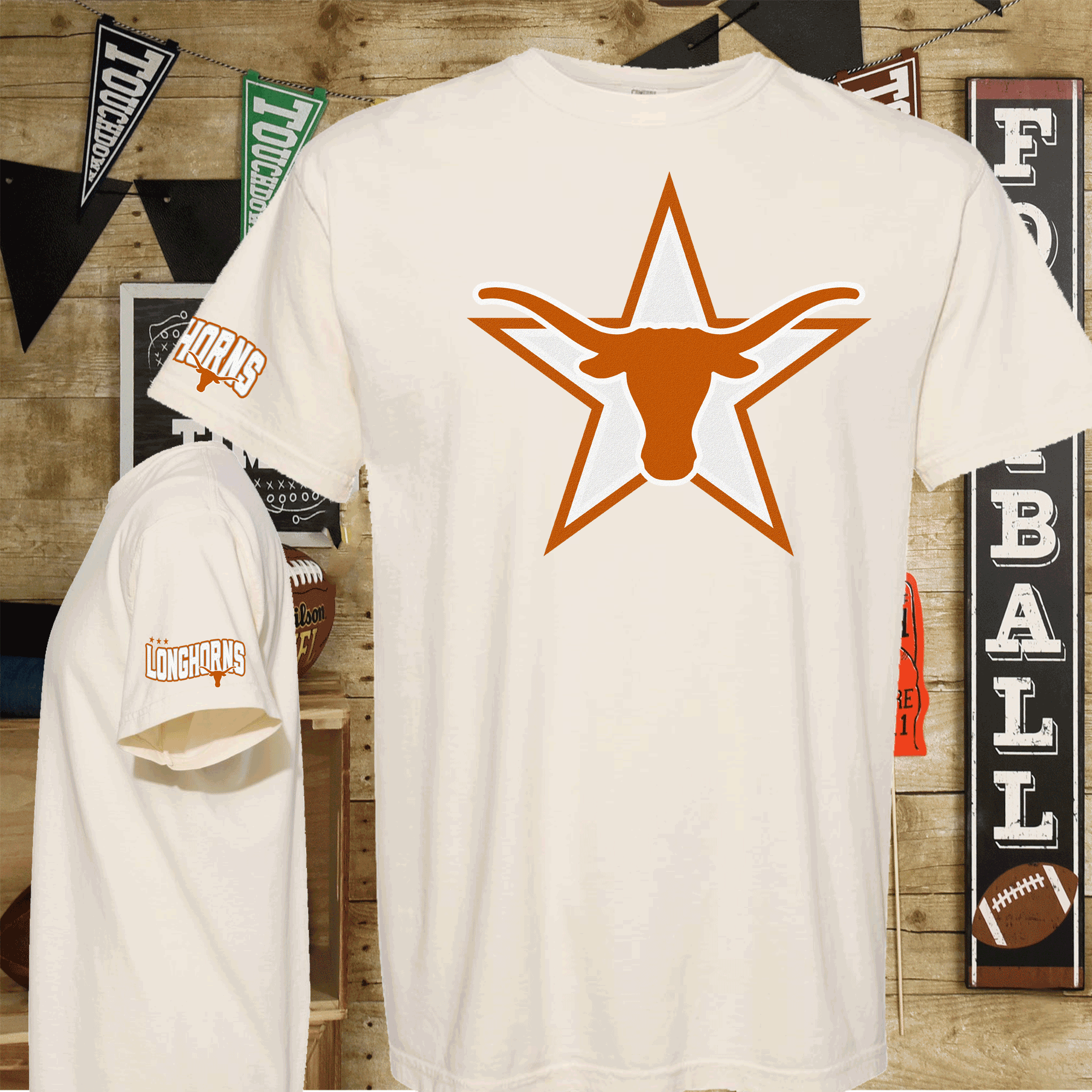 University of Texas Football Shirts, Longhorns Football sweatshirts, SEC Football, College Football, Hook em Horns, Faux Glitter Longhorn 4