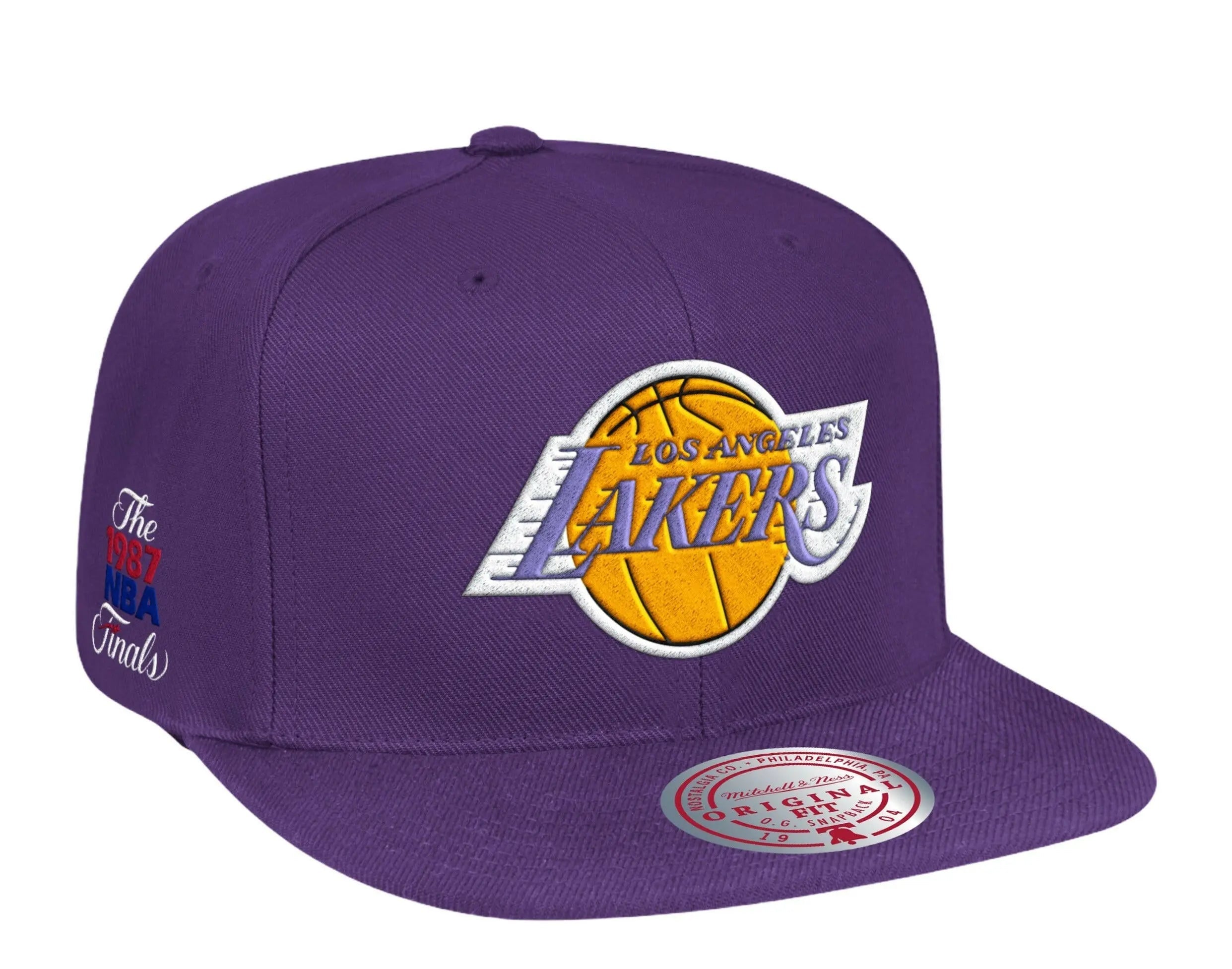 Mitchell & Ness Los Angeles Lakers HWC 1987 Finals Patch Men Snapback Hat Purple 1