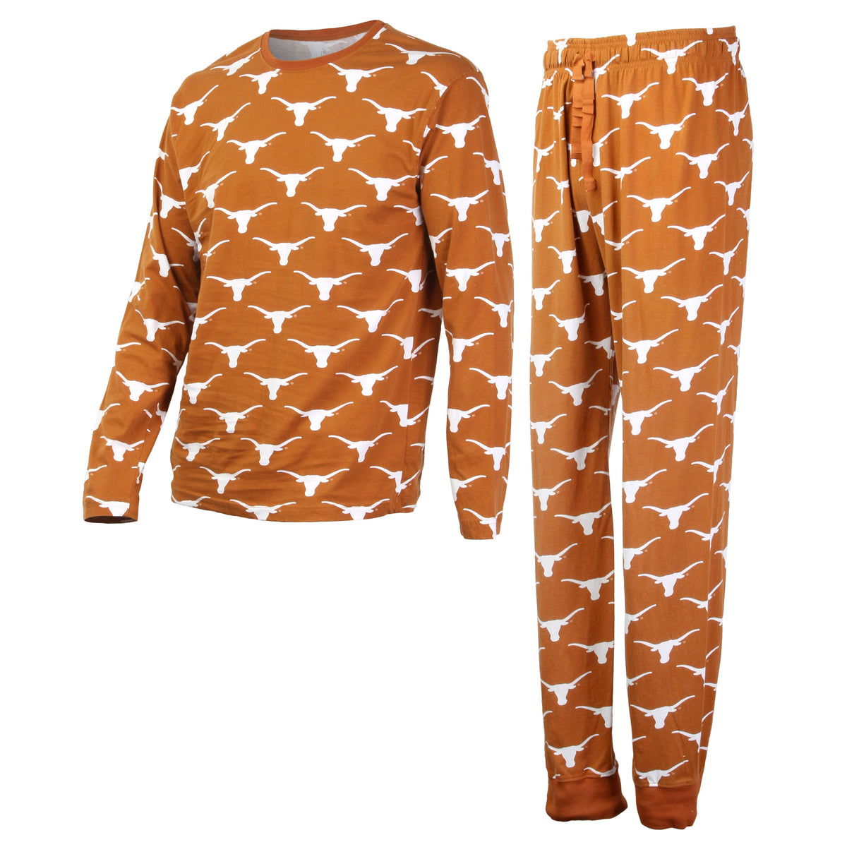 Texas Longhorns Men's All-Over Logo Print LS PJ 1