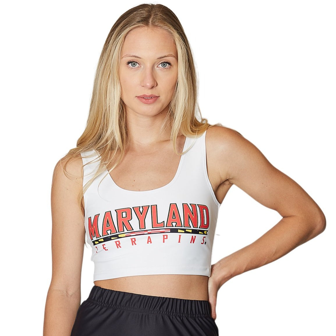 Maryland Terps White Crop Tank Top | lojobands