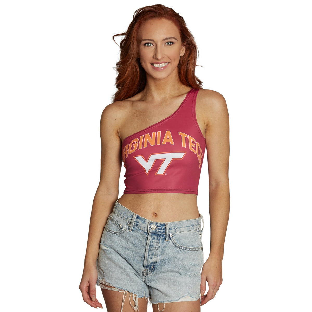 Virginia Tech Maroon One Shoulder Top | lojobands 4