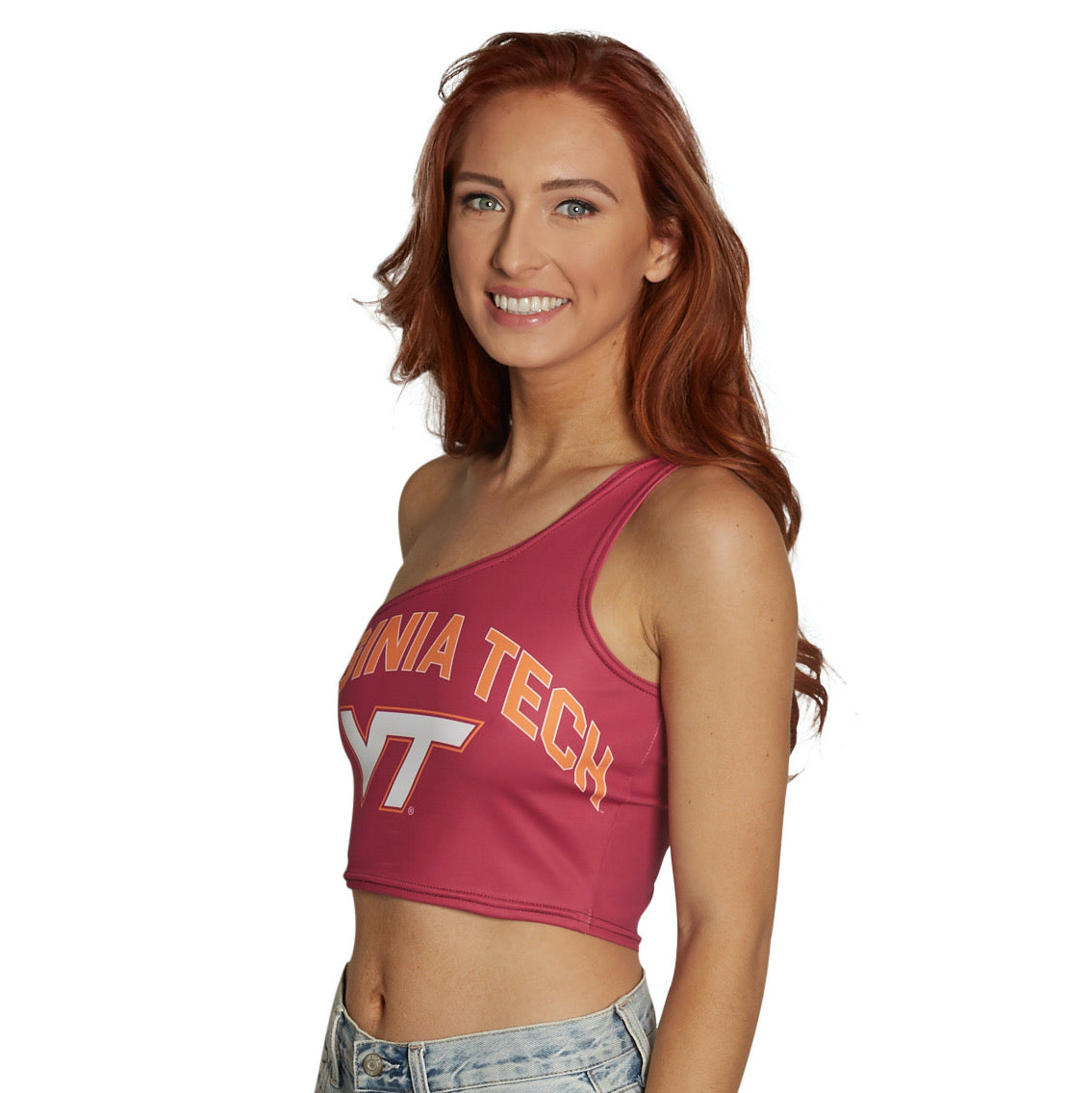 Virginia Tech Maroon One Shoulder Top | lojobands
