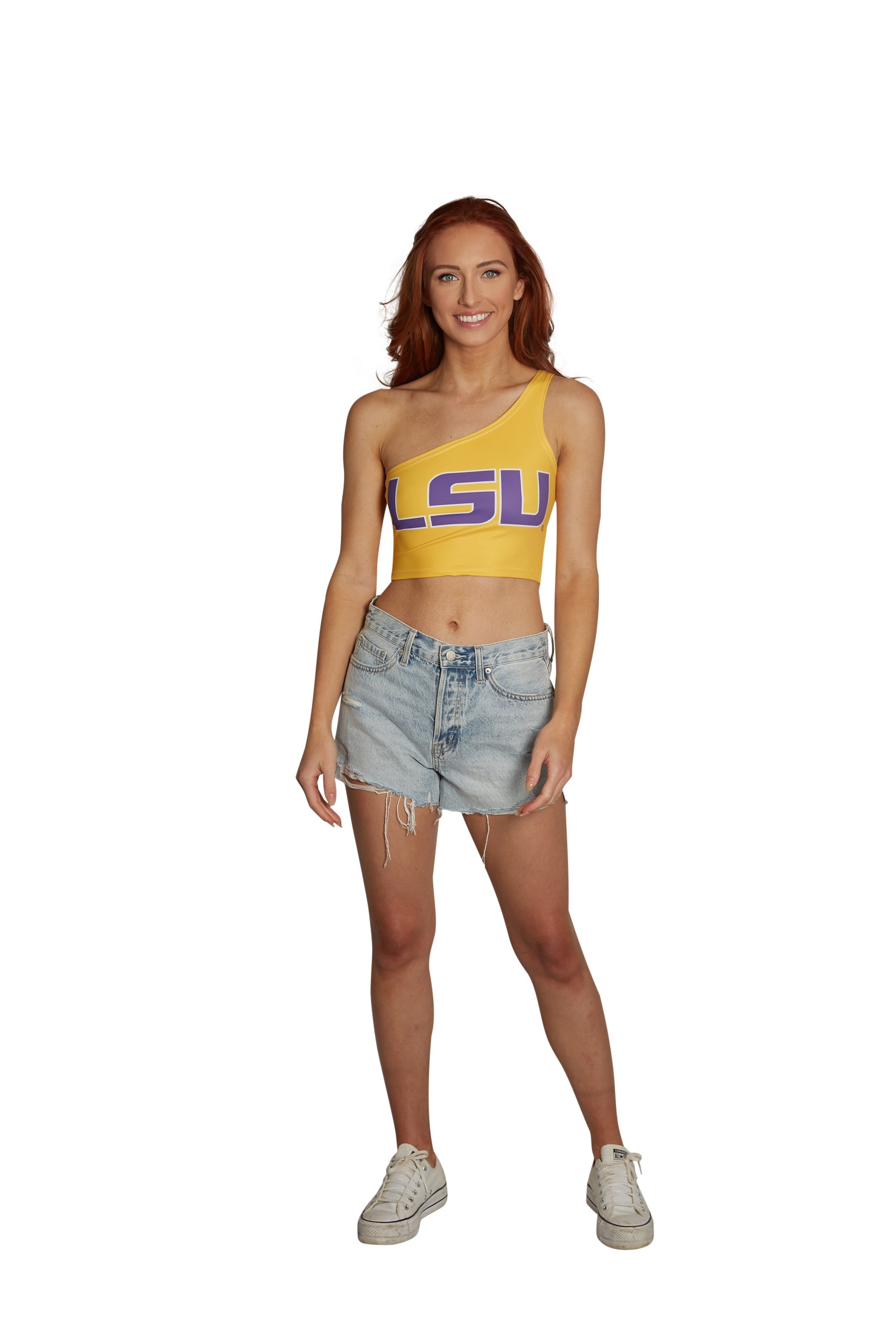 LSU Yellow One Shoulder Top 7