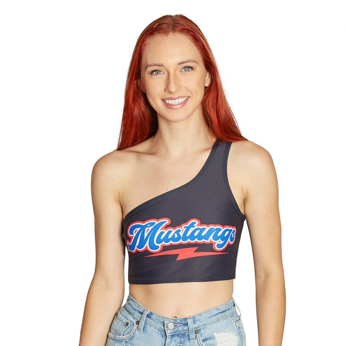 SMU Mustangs Lightning One Shoulder Top | lojobands