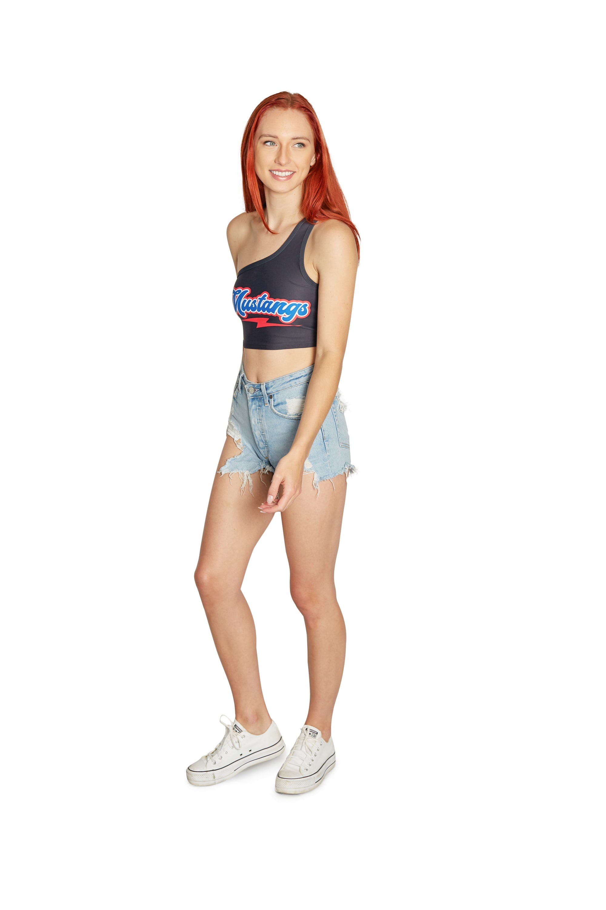 SMU Mustangs Lightning One Shoulder Top | lojobands 4