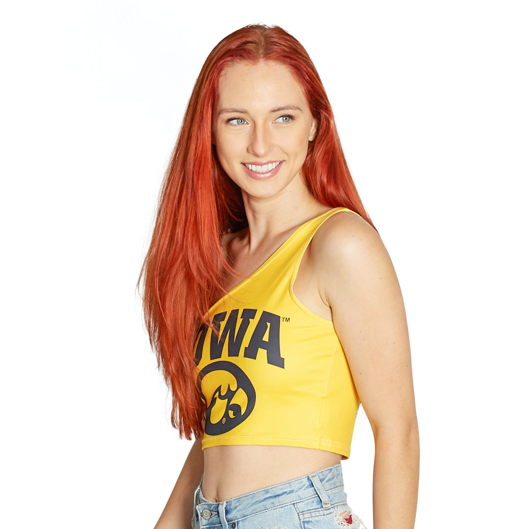 Iowa Hawkeyes Yellow One Shoulder Top | lojobands