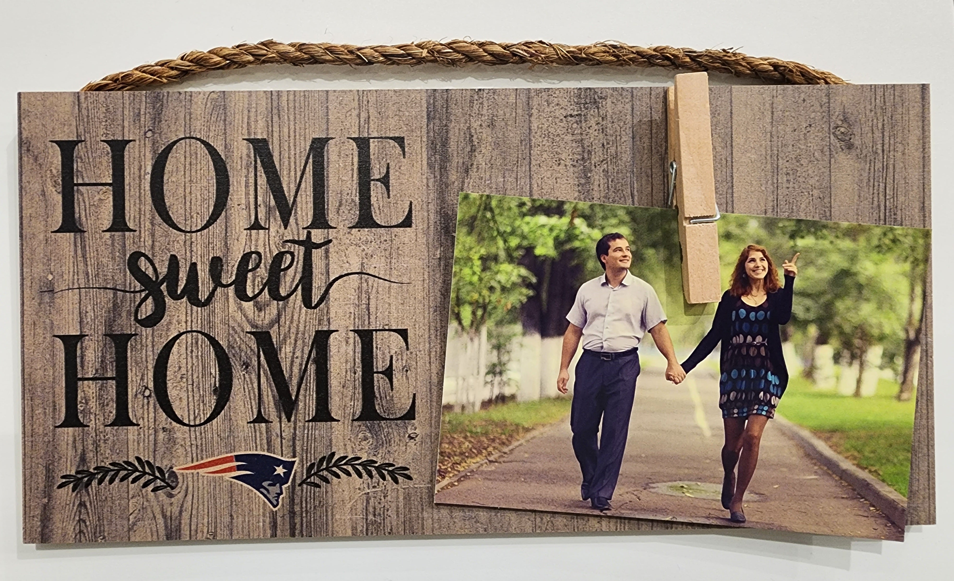 New England Patriots Home Sweet Home 6" x 12" Wood Sign 1