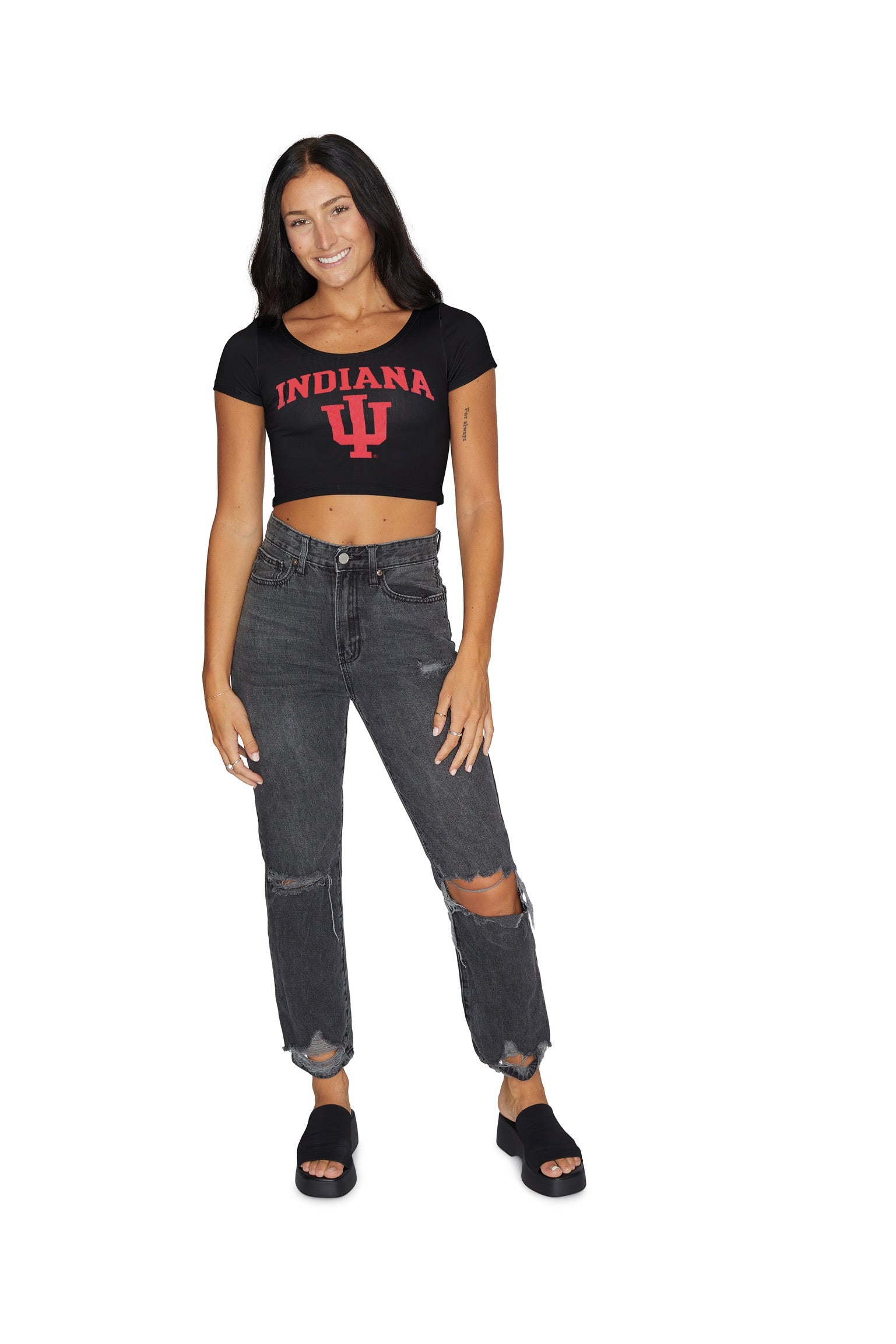 Indiana Hoosiers Black Babydoll Tee | lojobands 4