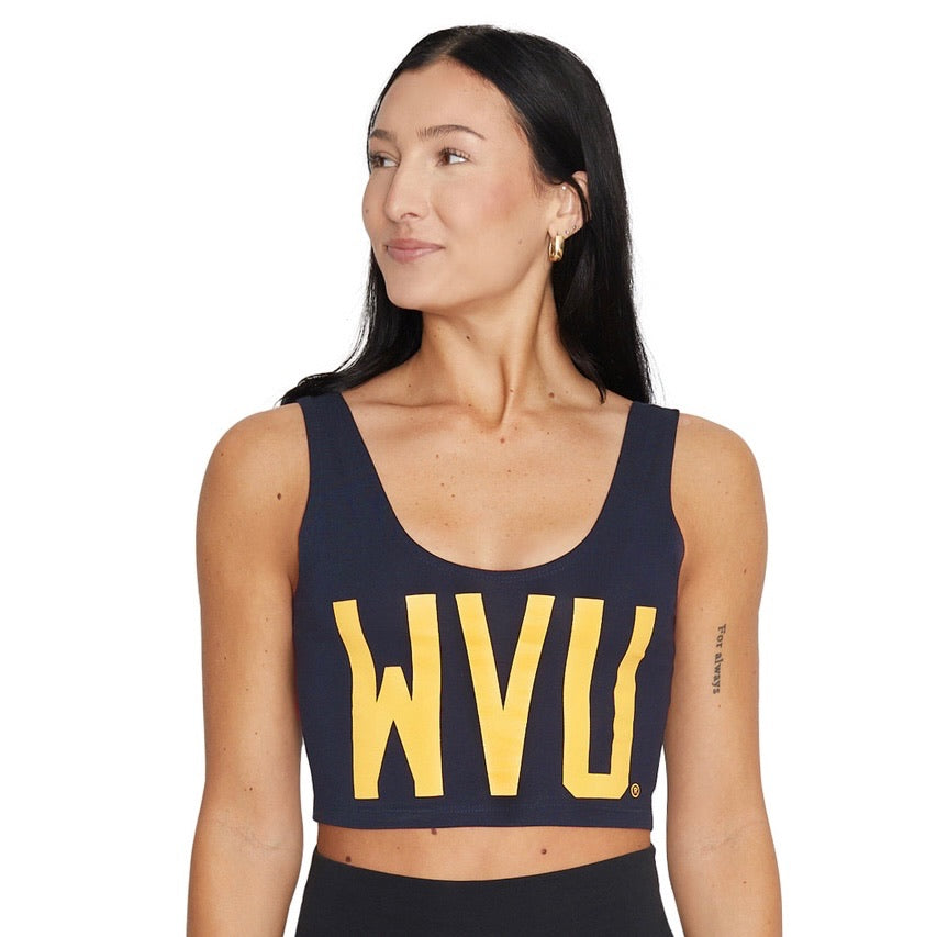 West Virginia Mountaineers Navy Blue Crop Tank Top | lojobands