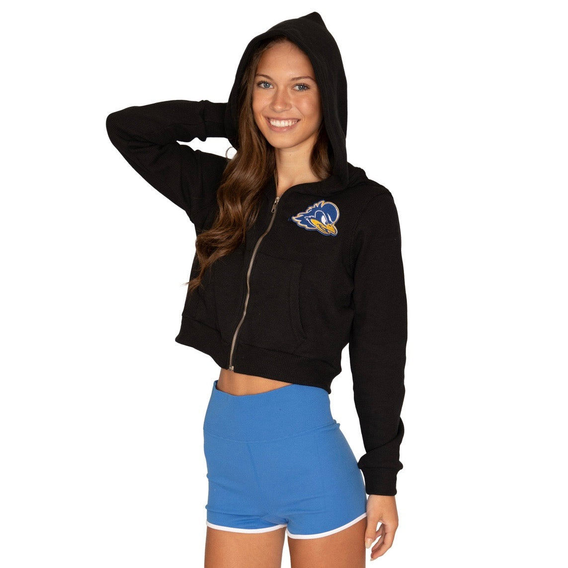 Delaware Blue Hens Waffle Knit Zip Up Hoodie | lojobands