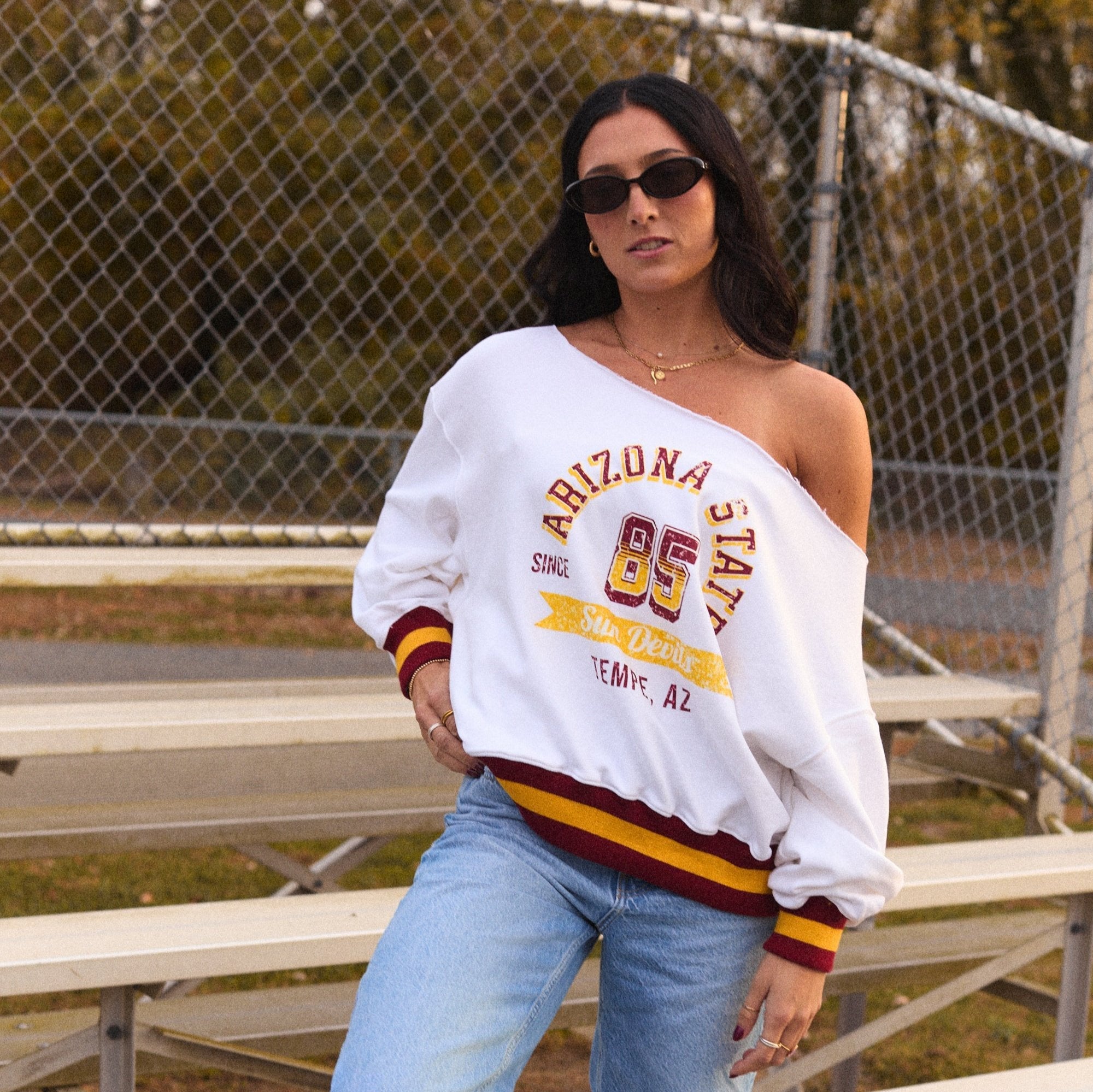 Arizona State ASU Vintage Off the Shoulder Sweatshirt | lojobands