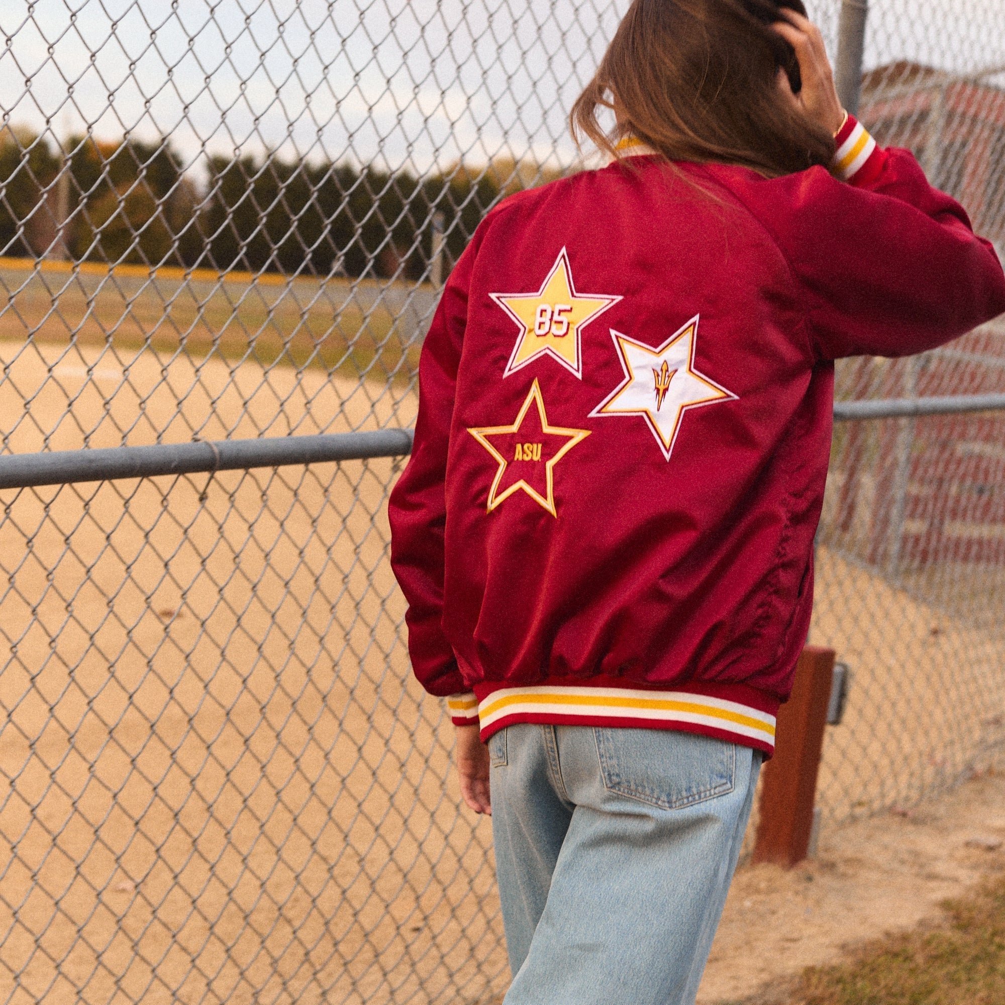 Arizona State ASU Satin Letterman Bomber Jacket | lojobands