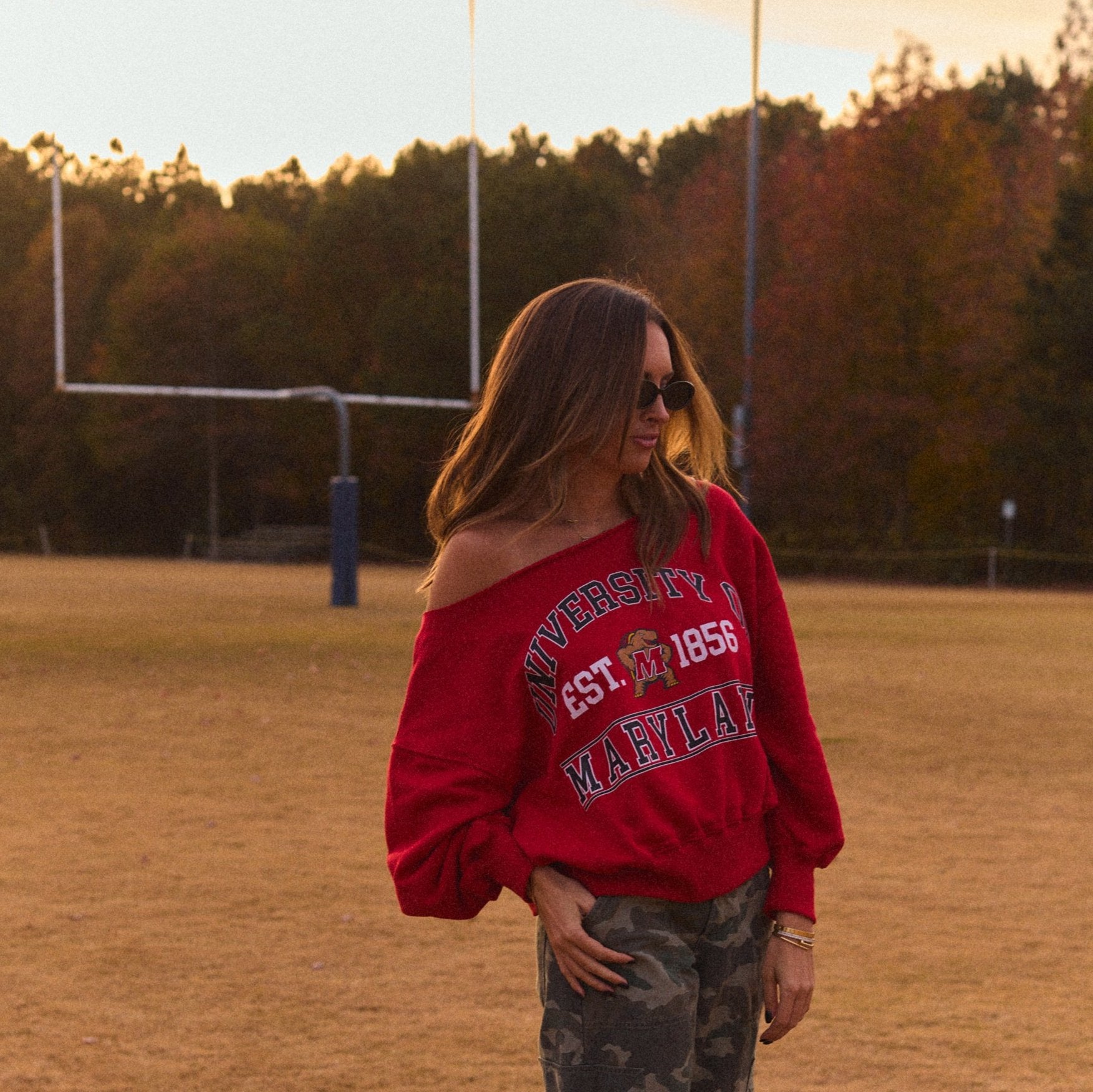 Maryland Terps Off the Shoulder Sweatshirt | lojobands