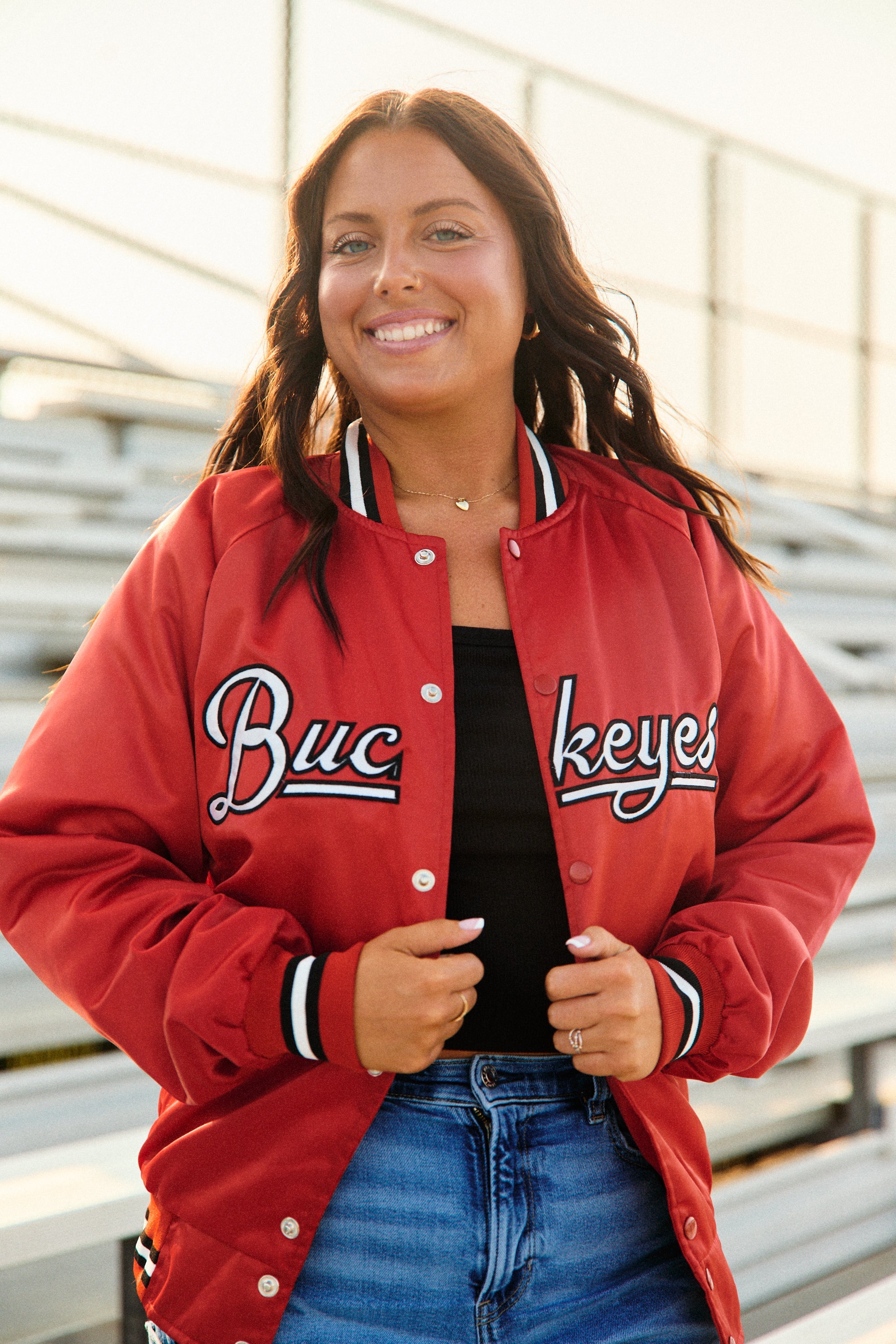 Ohio State OSU Buckeyes Satin Letterman Bomber Jacket 6