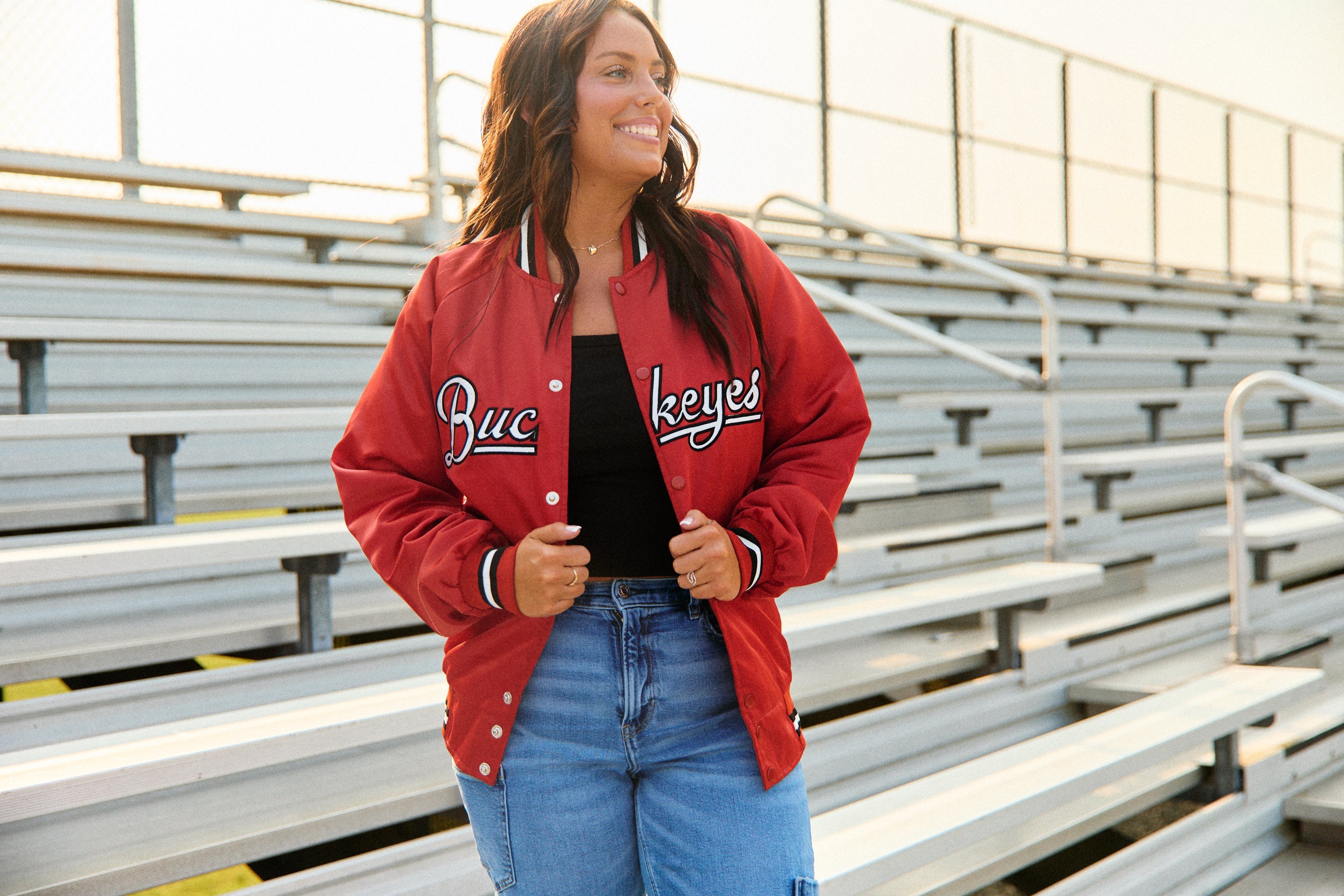 Ohio State OSU Buckeyes Satin Letterman Bomber Jacket 10